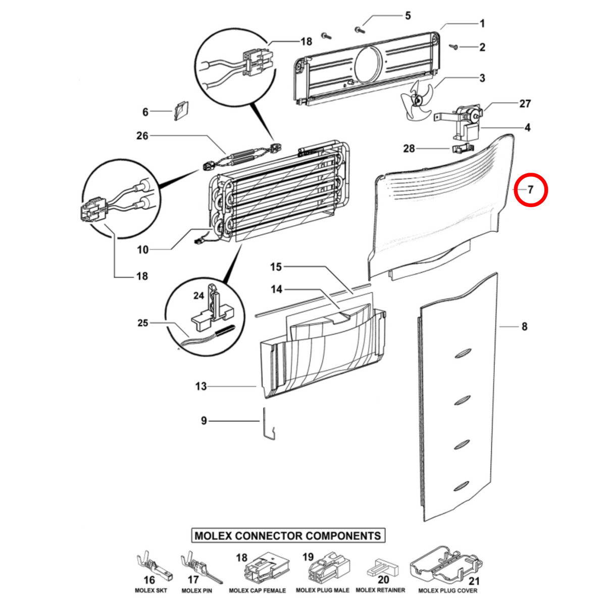 Parts diagram showing 880277 for Fisher & Paykel fridge models