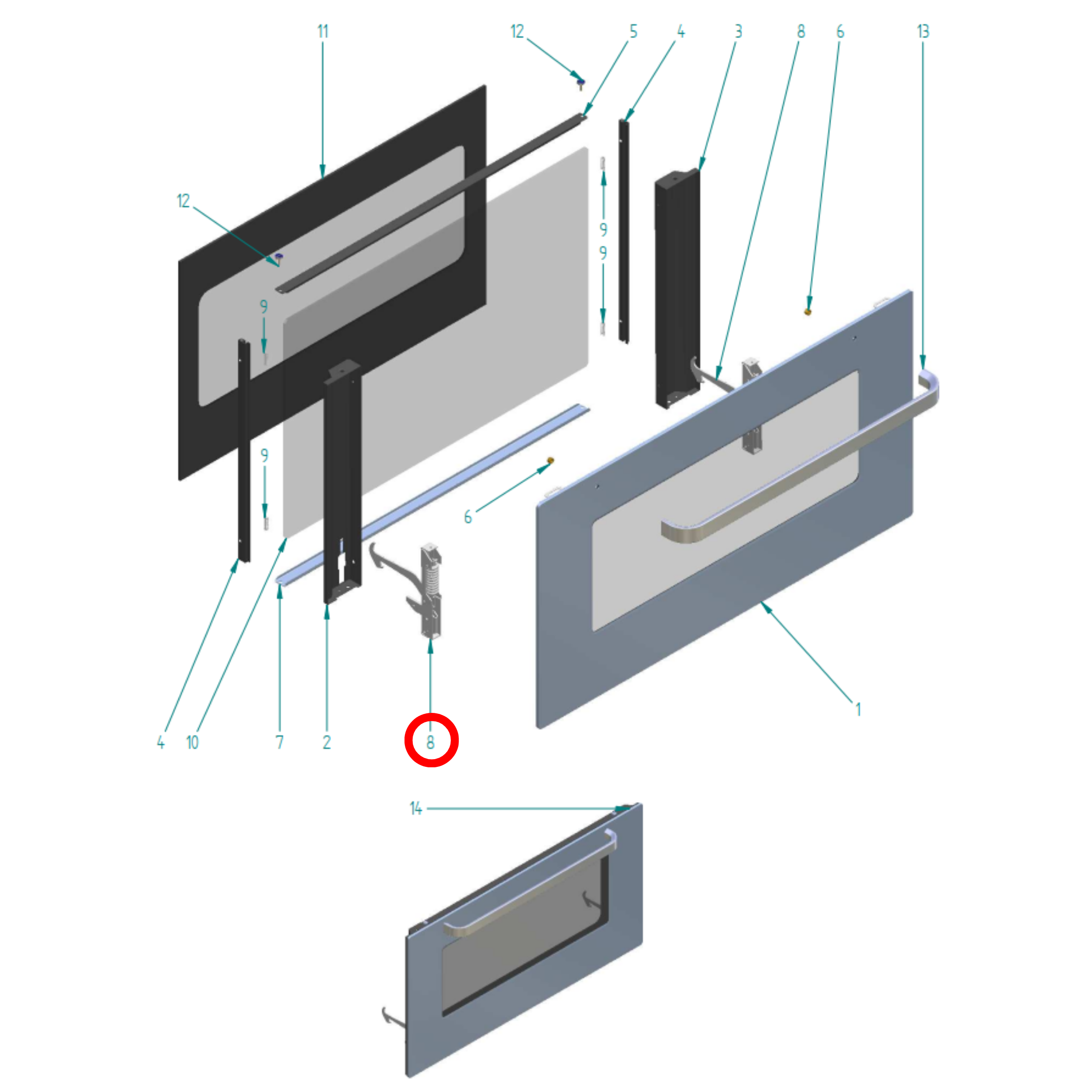 A/028/45 ILVE Oven Door Hinge Pair