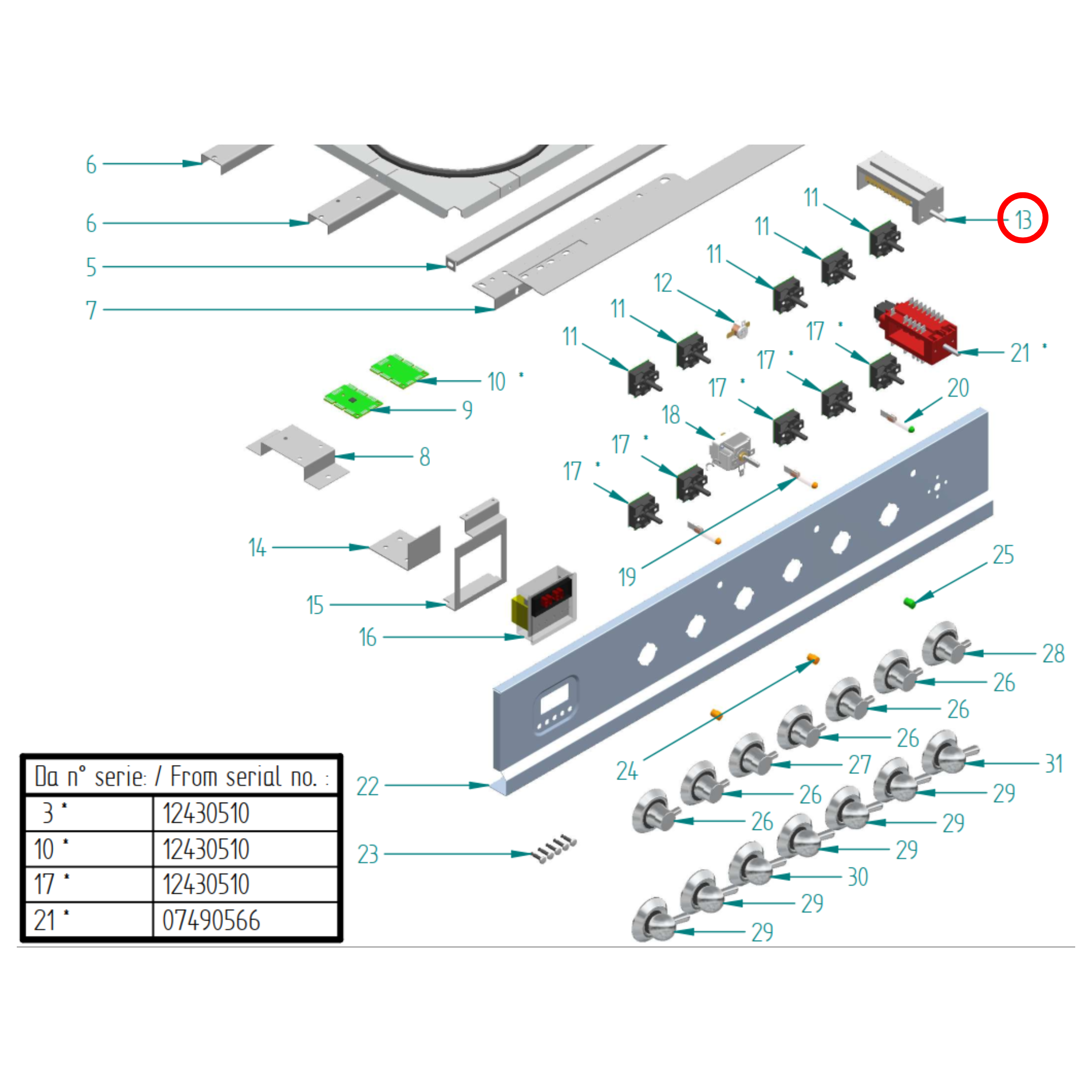 A/034/09 ILVE Oven Selector Switch 22 Pin