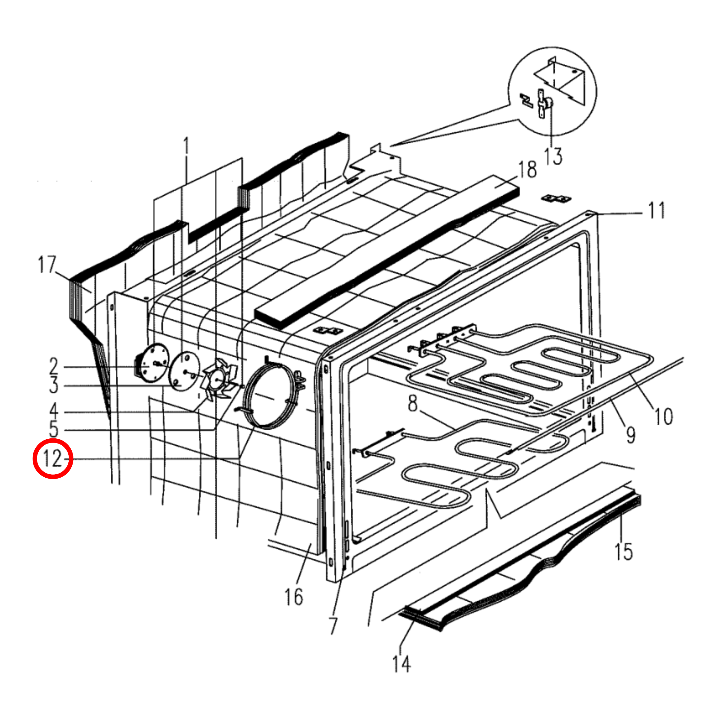 A/458/34 ILVE Oven Heating Element 240V 2615W - SE297