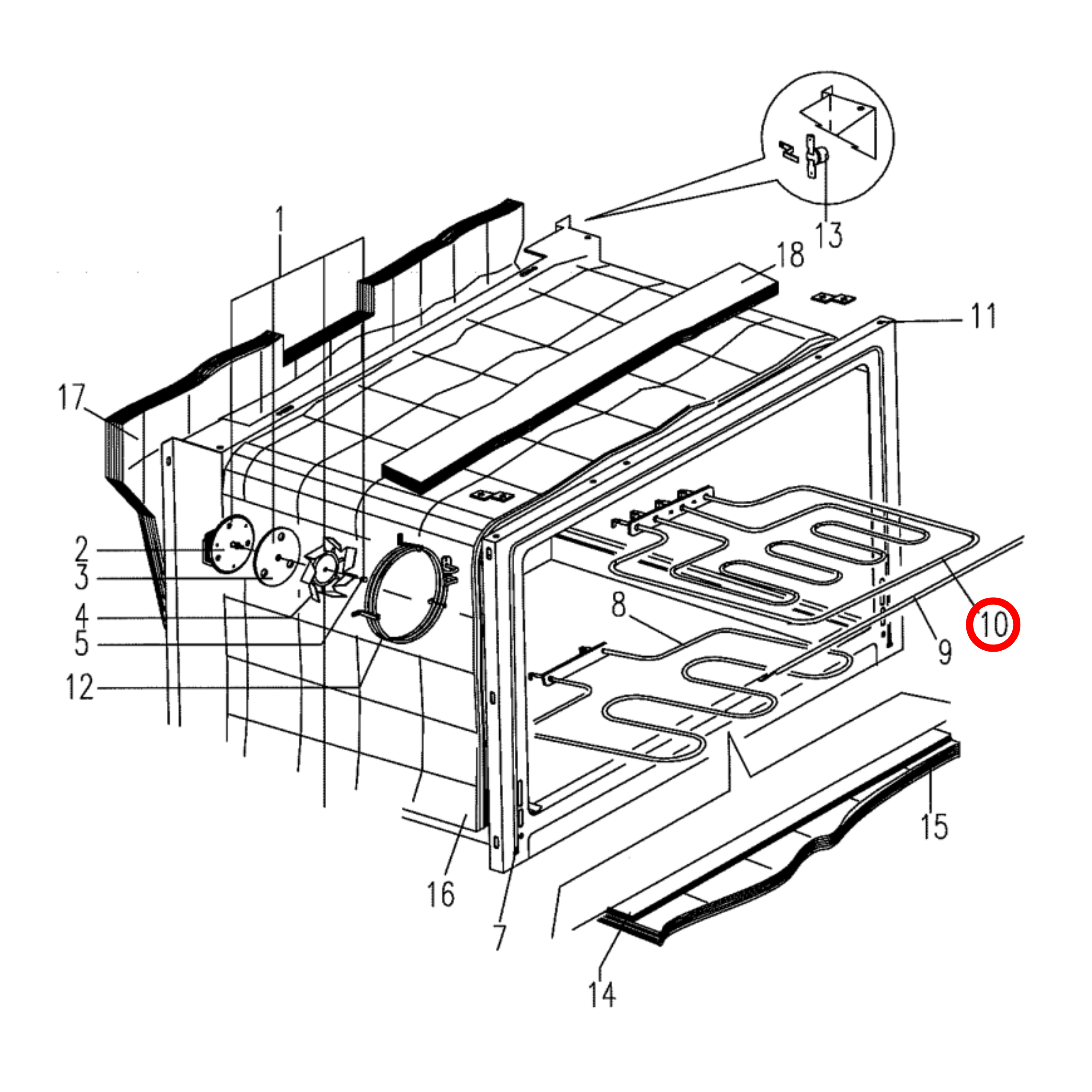 A/458/38 ILVE Oven Dual Grill Upper Heating Element - SE294