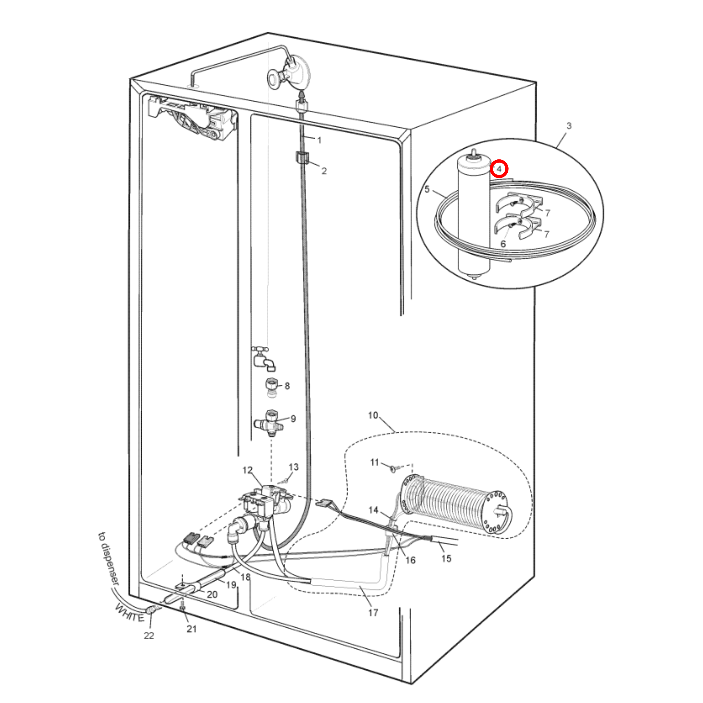 900403940 Electrolux, Westinghouse Fridge External Water Filter - 1450970, ACC139