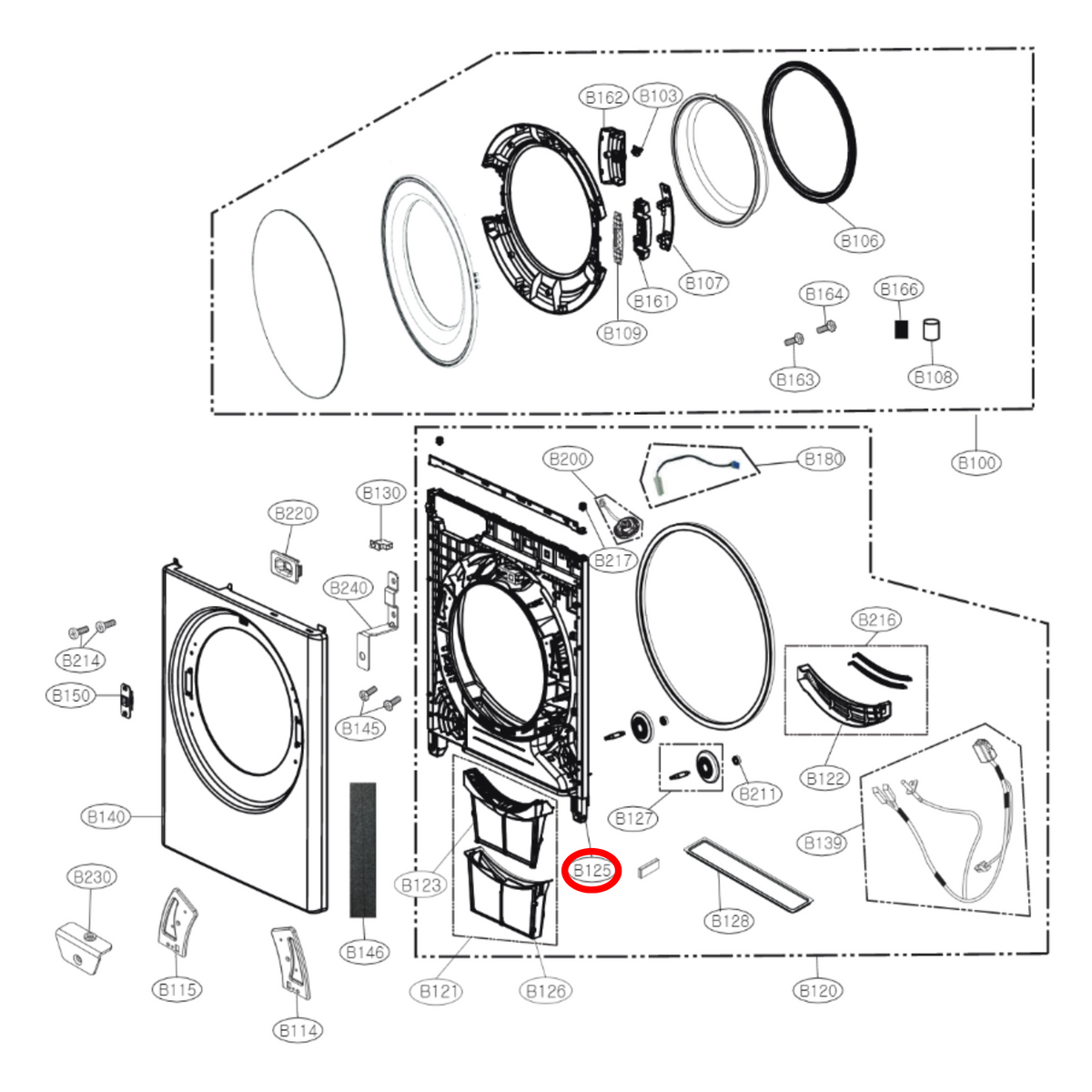 Genuine LG Dryer Front Cover ACQ90043019 - view 3