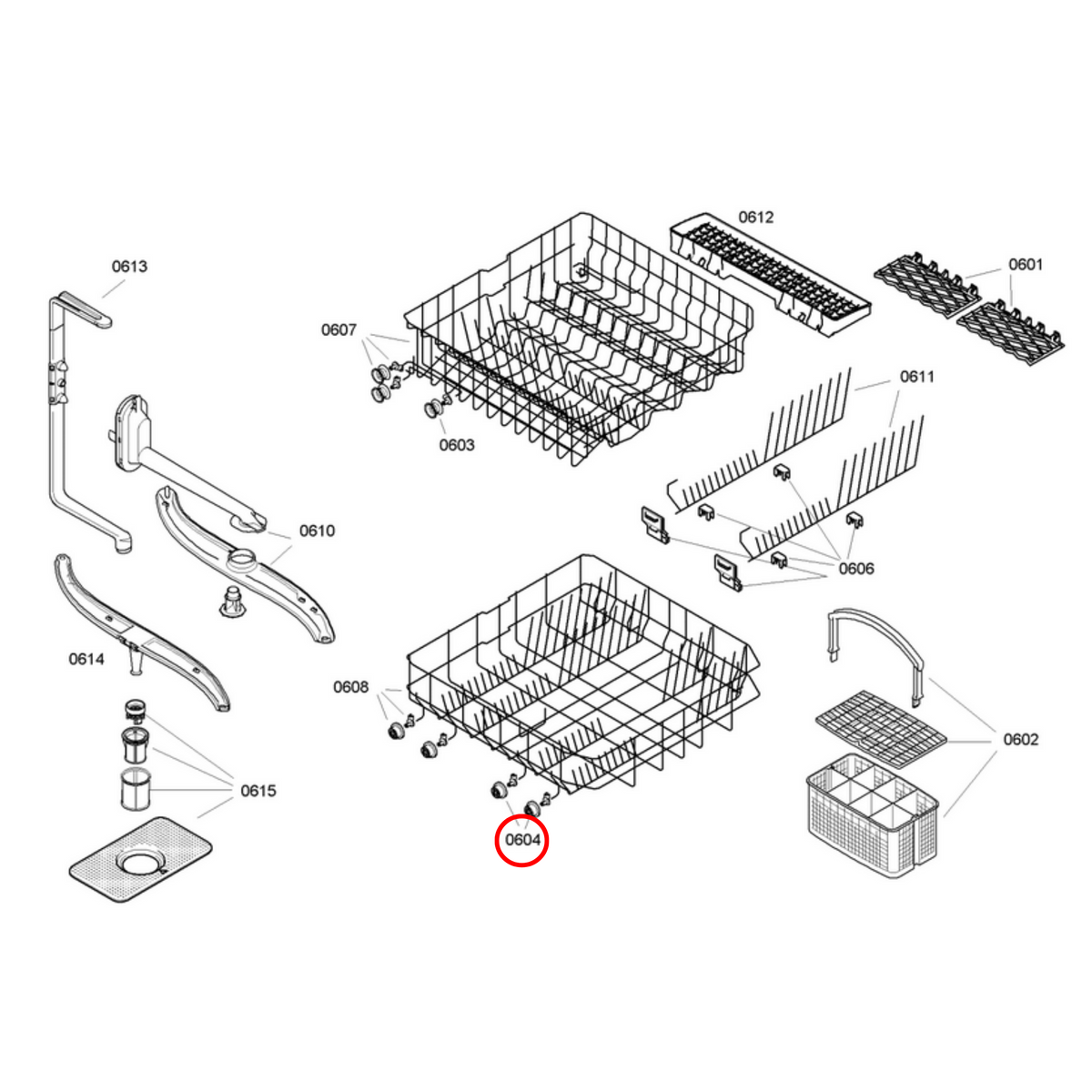 Genuine Bosch Dishwasher Lower Rack Wheel Set 8 00165314 - view 4
