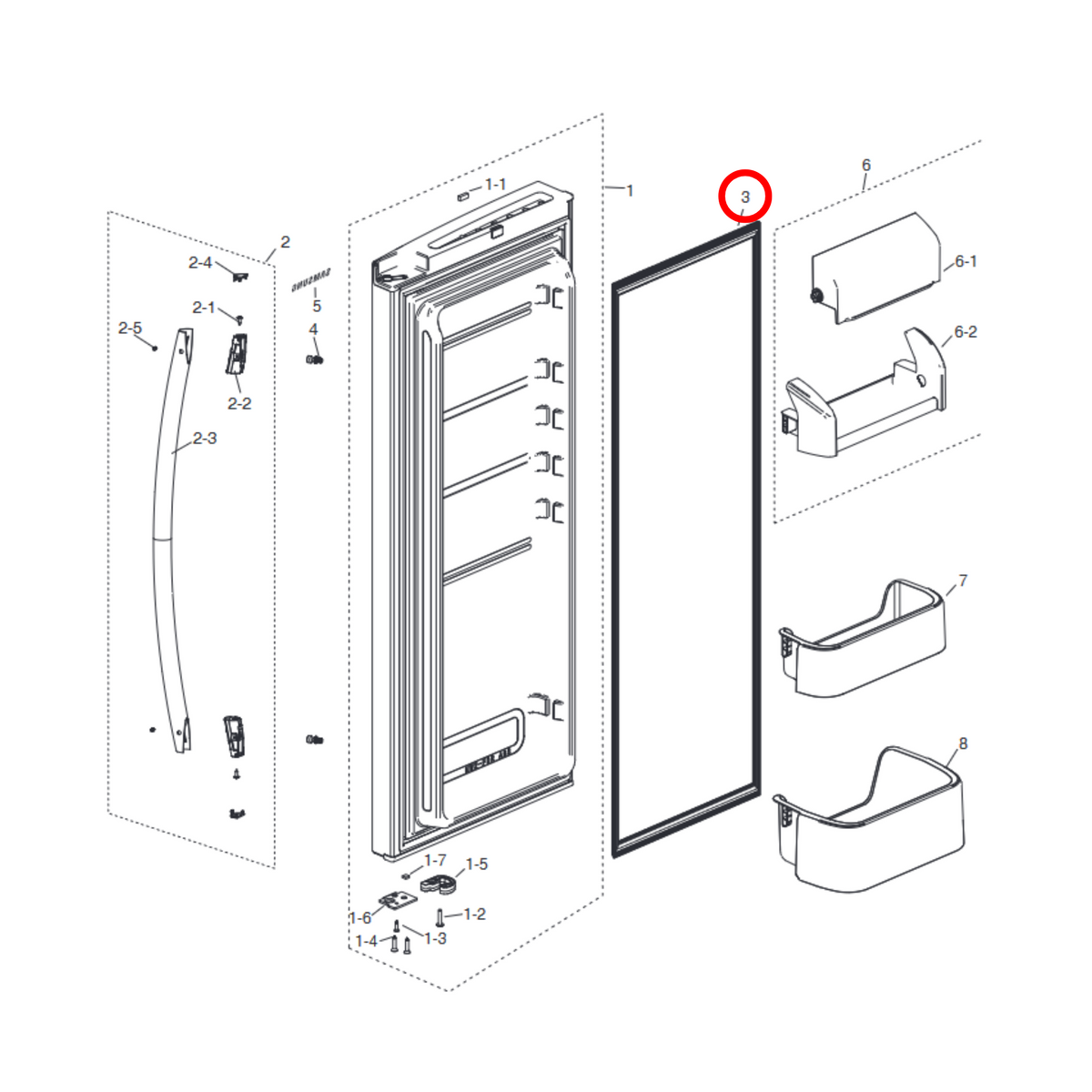 Genuine Samsung Fridge Door Seal DA63-07733A - view 3