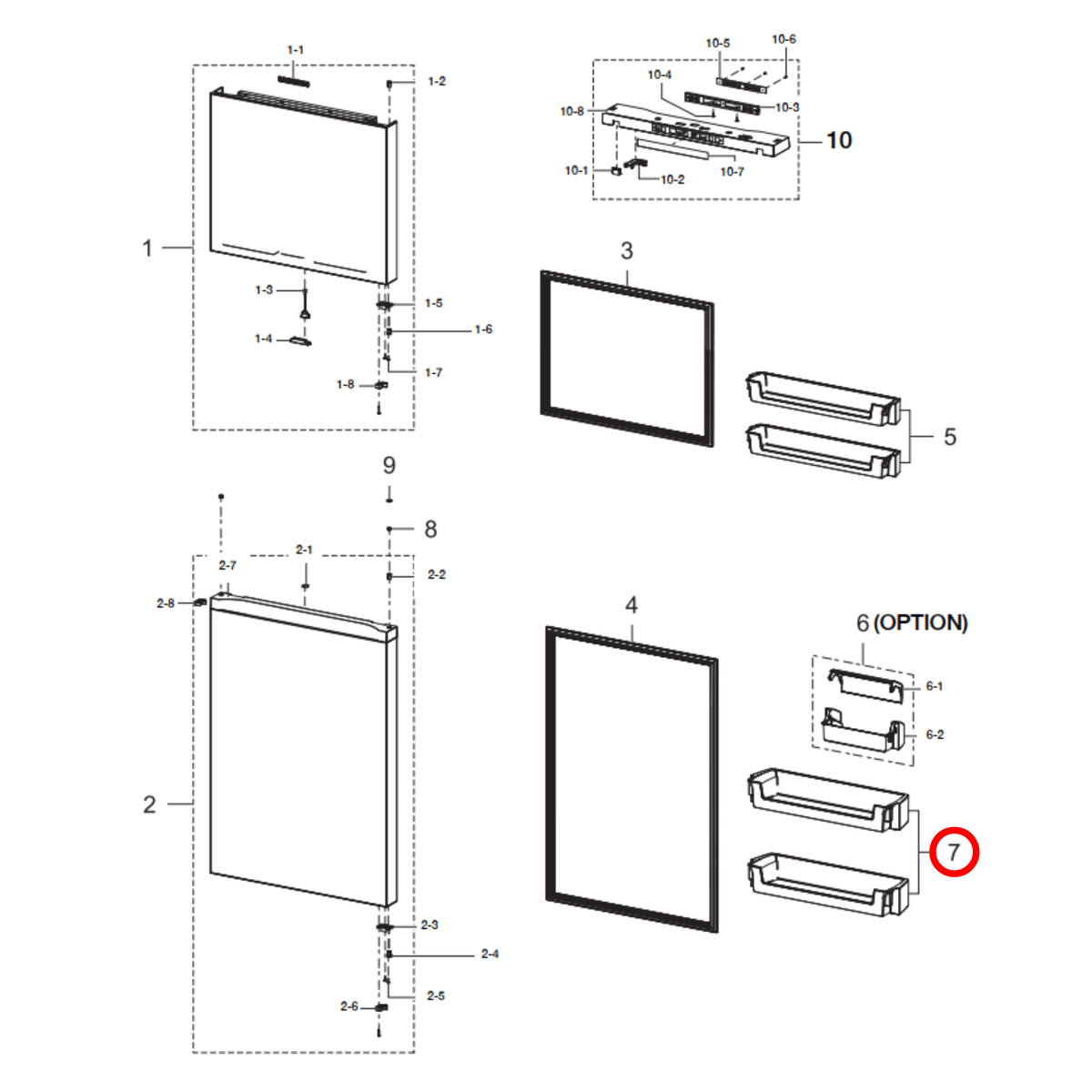 Parts diagram showing DA63-08645A for Samsung fridge models