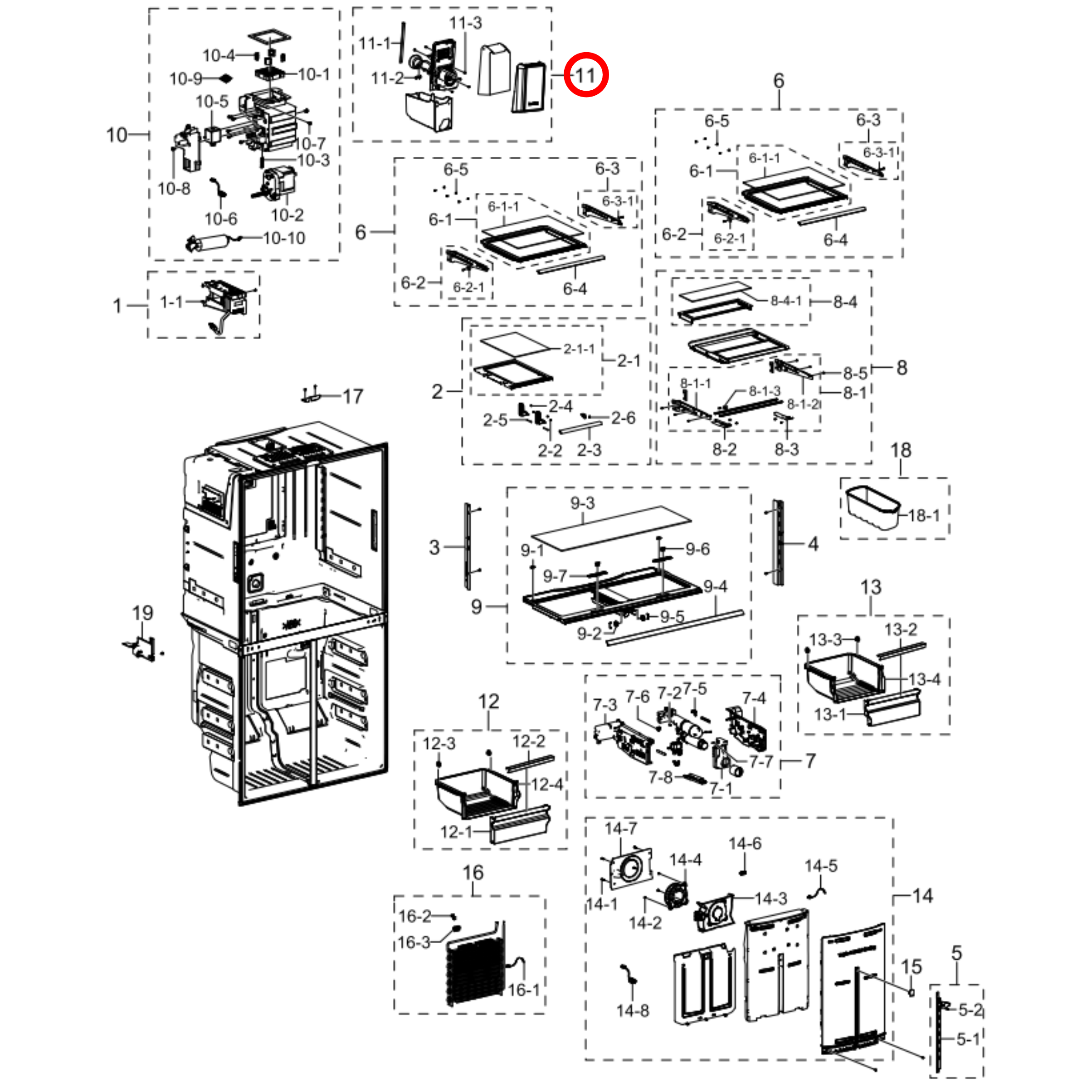DA97-20157B Samsung Fridge Ice Bucket Ice Max- DA97-20157A