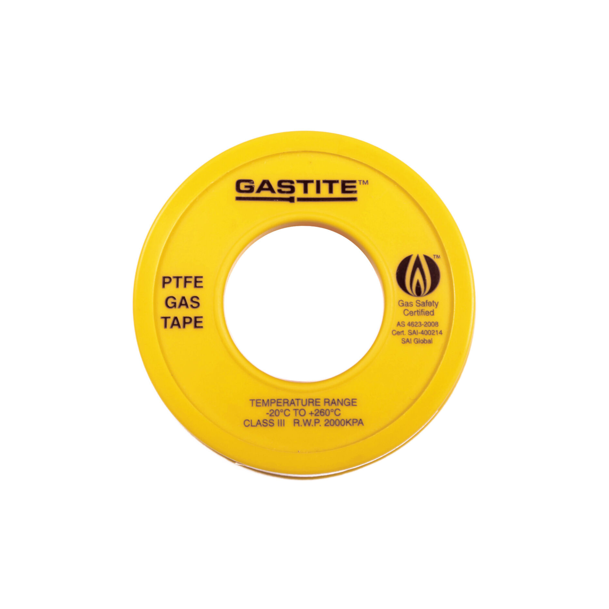 Gastite 12Mm x 10M Yellow Thread Seal PTFE Gas Tape