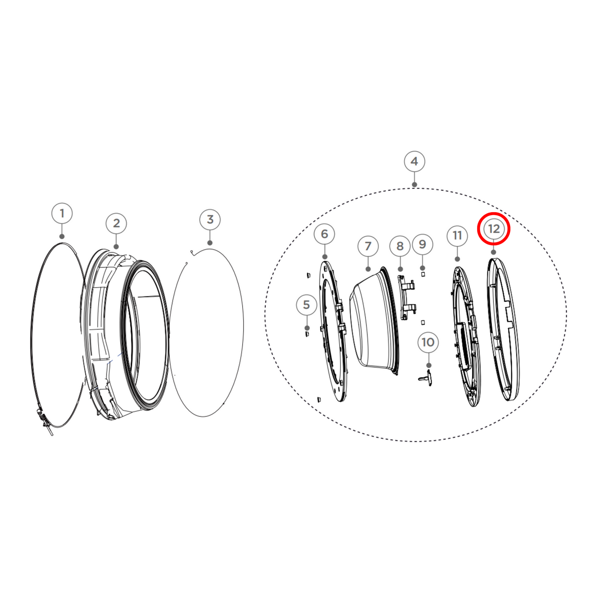 H0020204106A Fisher & Paykel Front Load Washing Machine Door Outer Ring