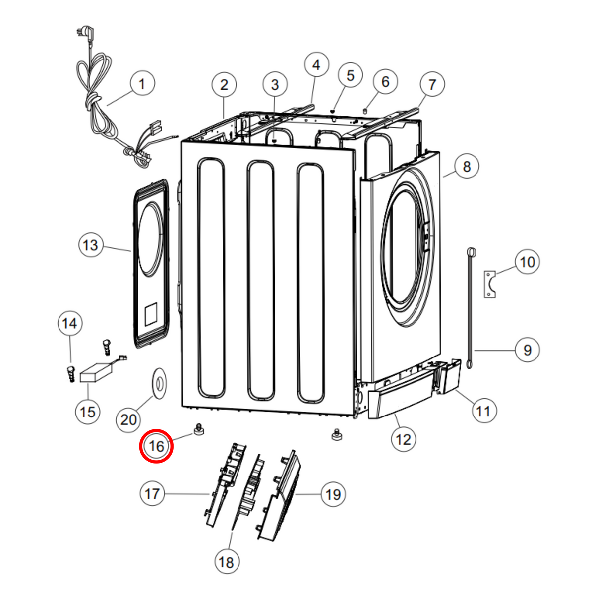 H0020300170A Fisher & Paykel Washing Machine Leveling Foot 1 Piece - image 2