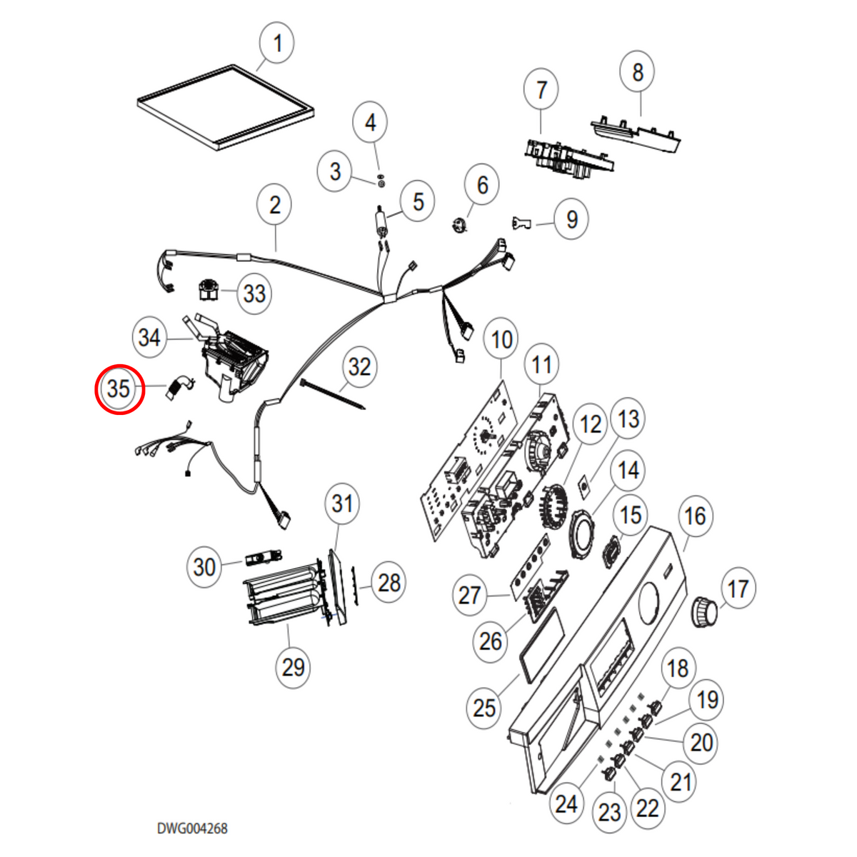 Parts diagram showing H0020300359 for Fisher & Paykel & Haier washing machine models
