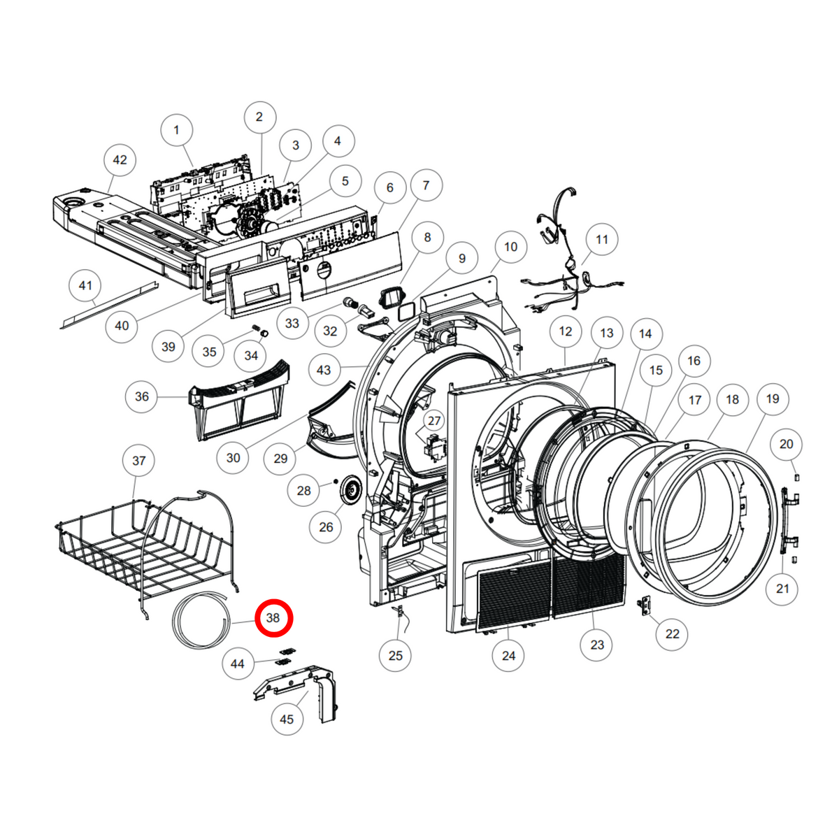 Parts diagram showing H0020300480Q for Fisher & Paykel dryer models