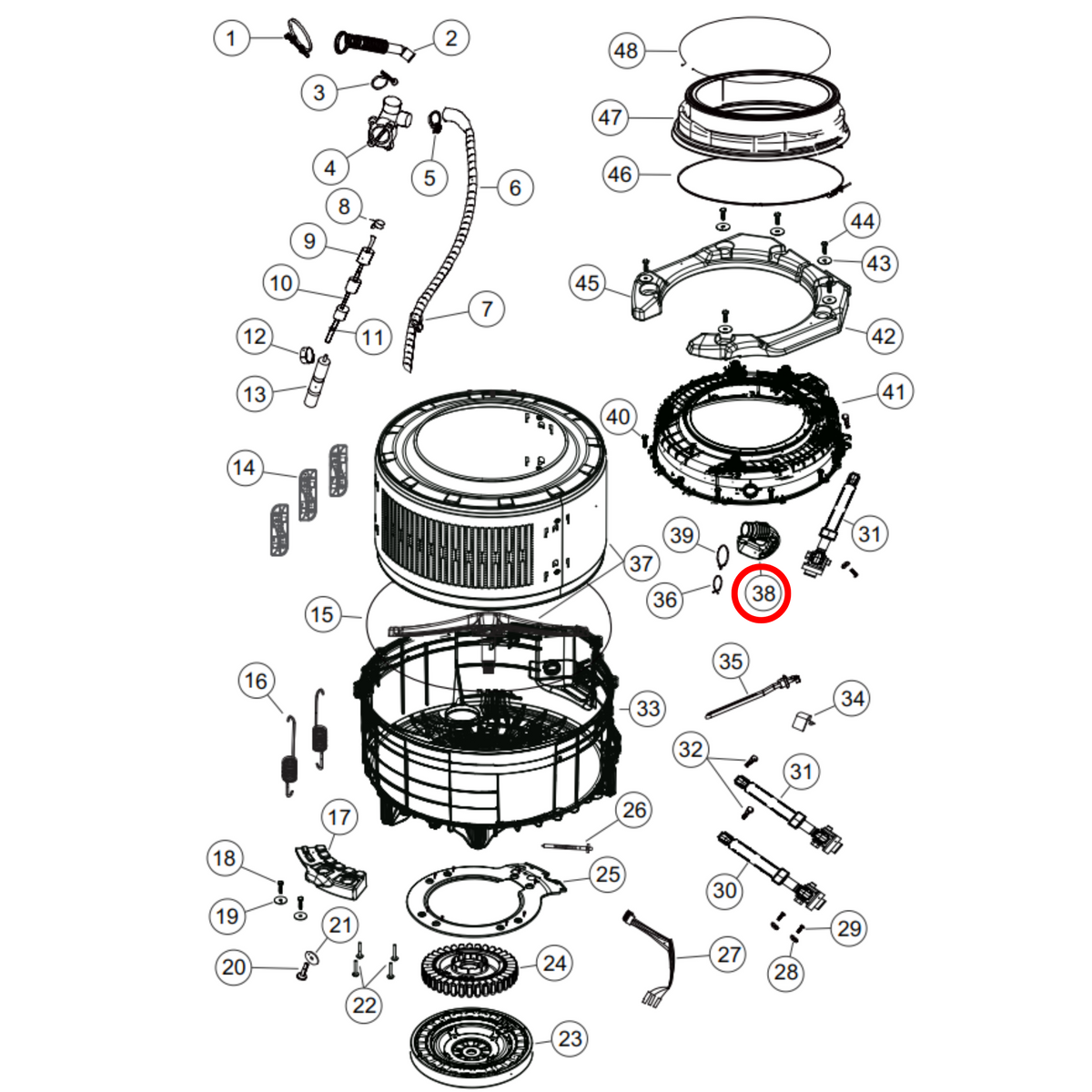 H0020300797 Fisher & Paykel Front Load Washing Machine Dispenser Tub Hose