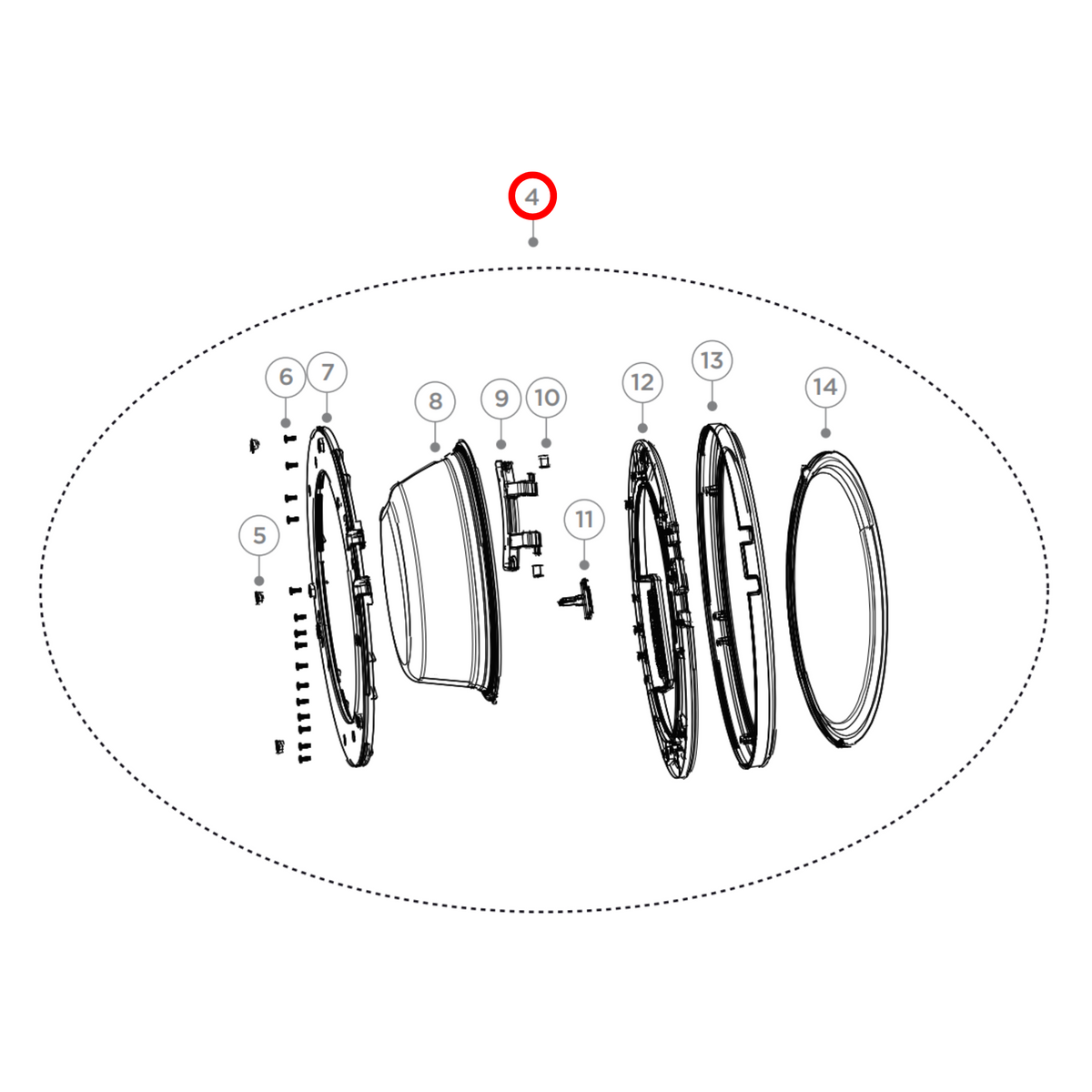 Parts diagram showing H0020808561F for Fisher & Paykel washing machine models