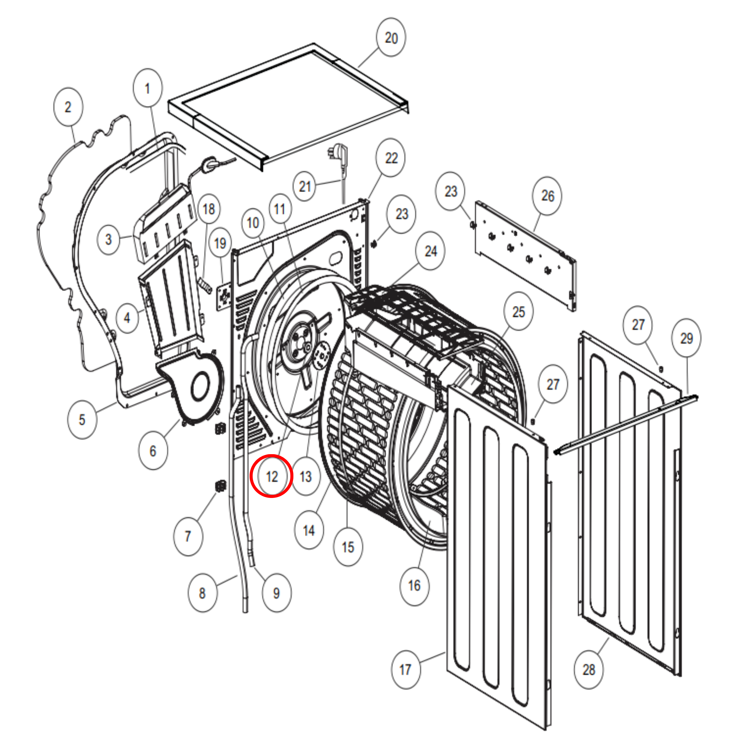 H0030201590 Haier, Fisher & Paykel Dryer Drum Bearing