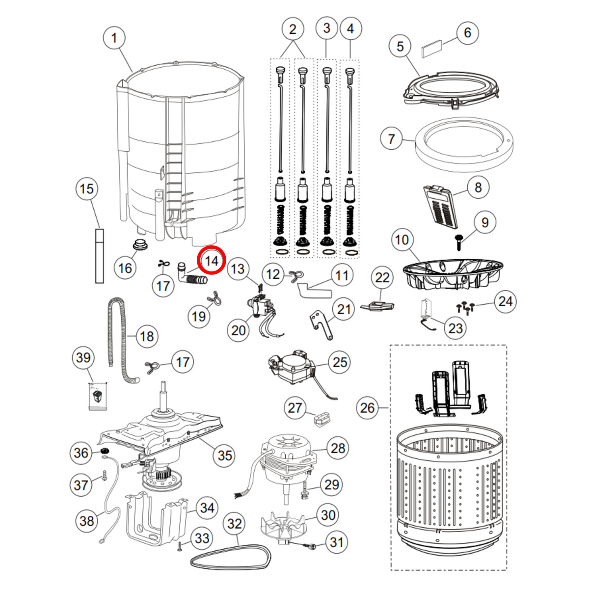 H0030300496A Fisher & Paykel Washing Machine Inner Drain Hose - image 2