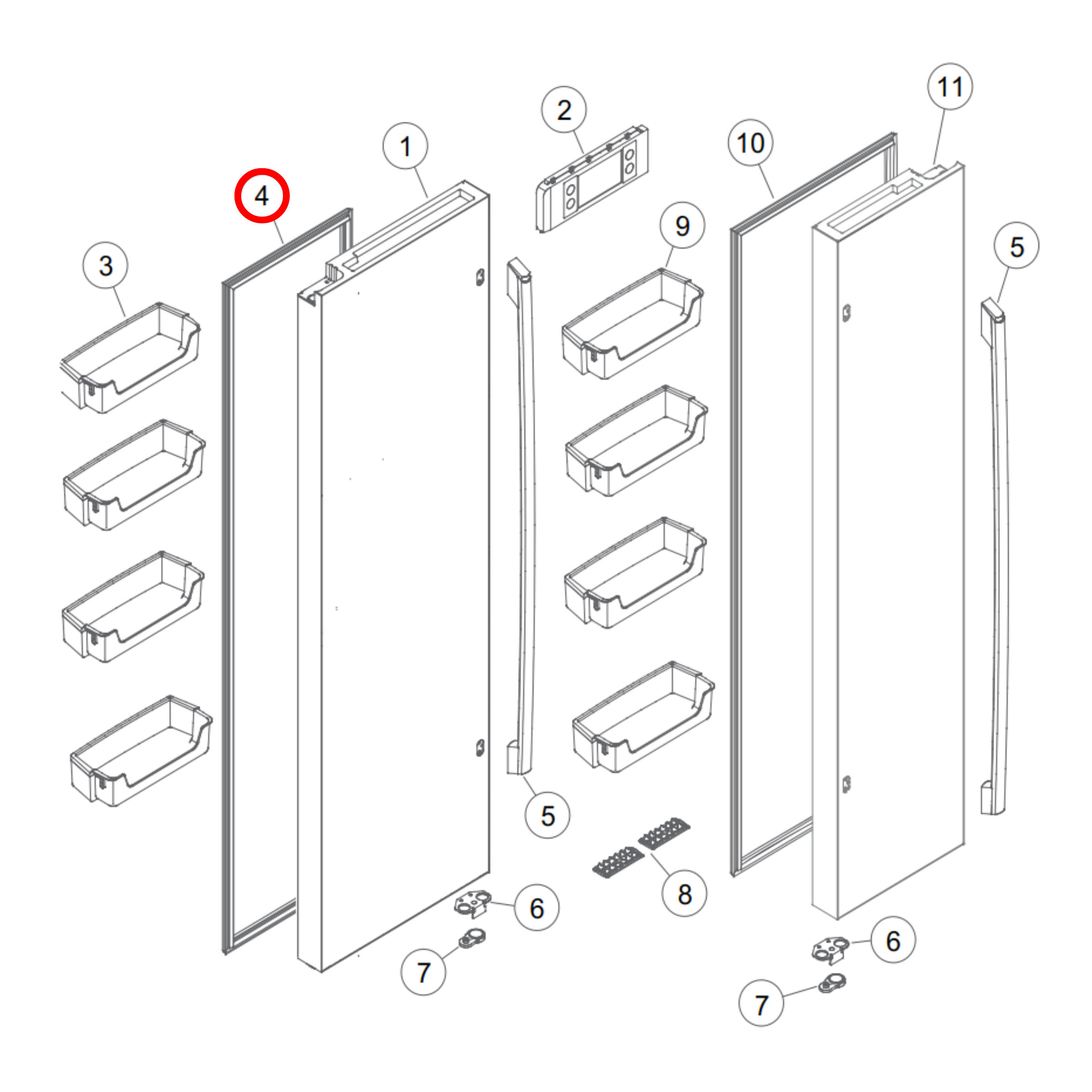 H0060825977B Haier Fridge Freezer Door Gasket