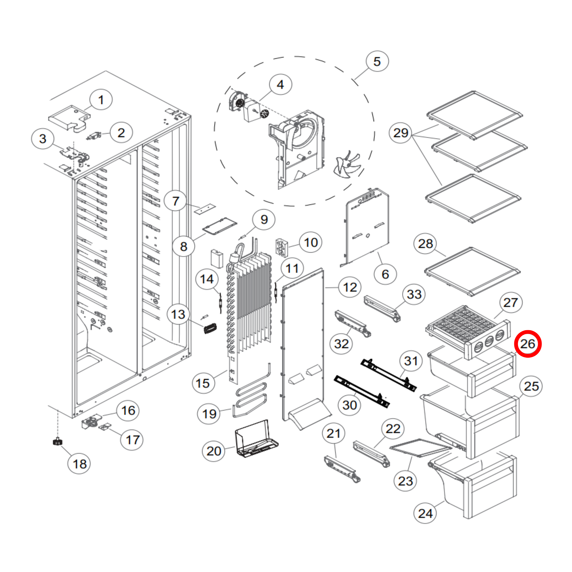H0060826028E Fisher & Paykel Fridge Ice Bin Drawer