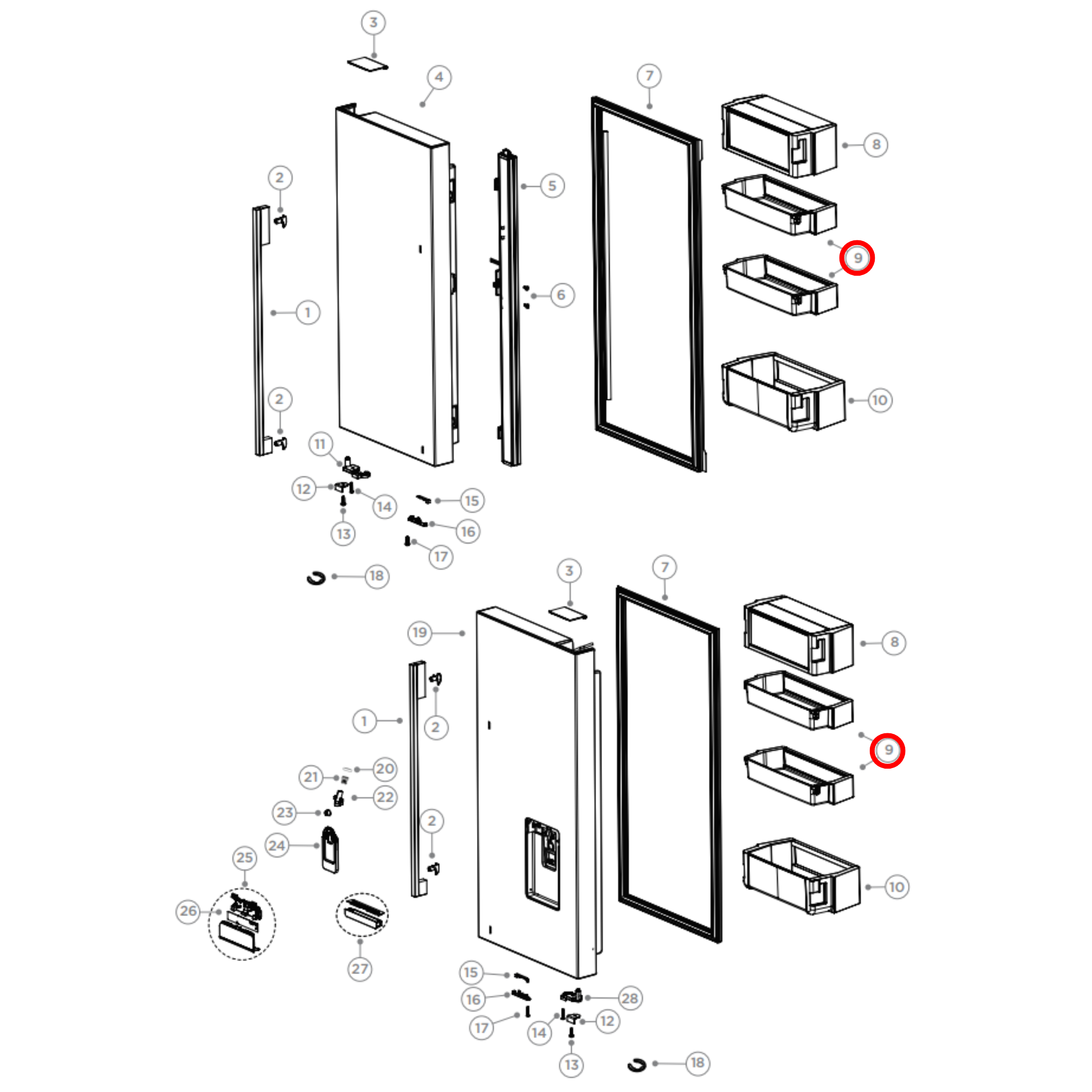 H0060851916 Fisher & Paykel, Haier Fridge Door Window Shelf