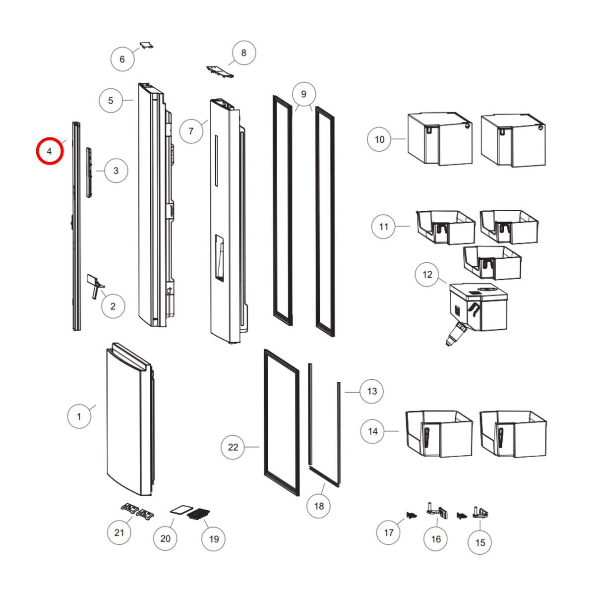 Genuine Haier Fridge Mullion Door H0060852698 - view 3