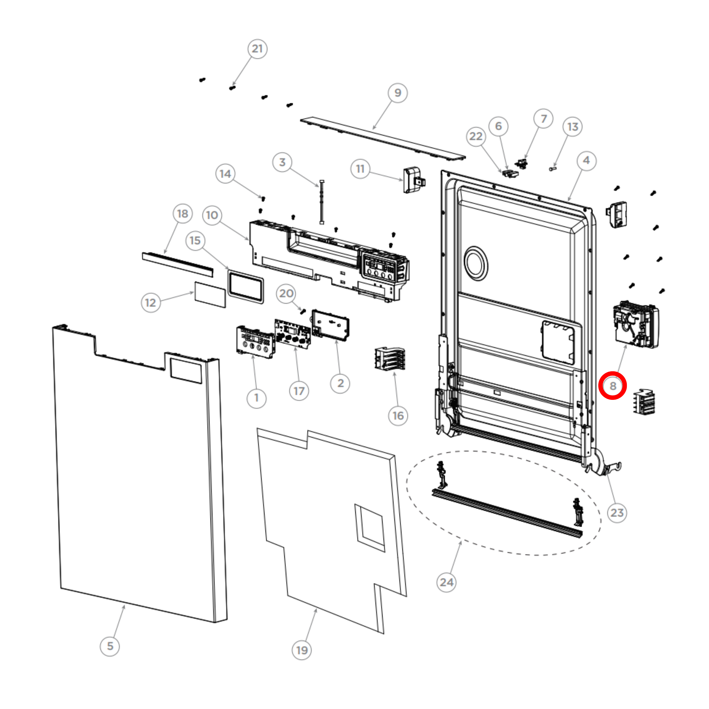 H0120400354 Fisher & Paykel, Haier Dishwasher Detergent Dispenser