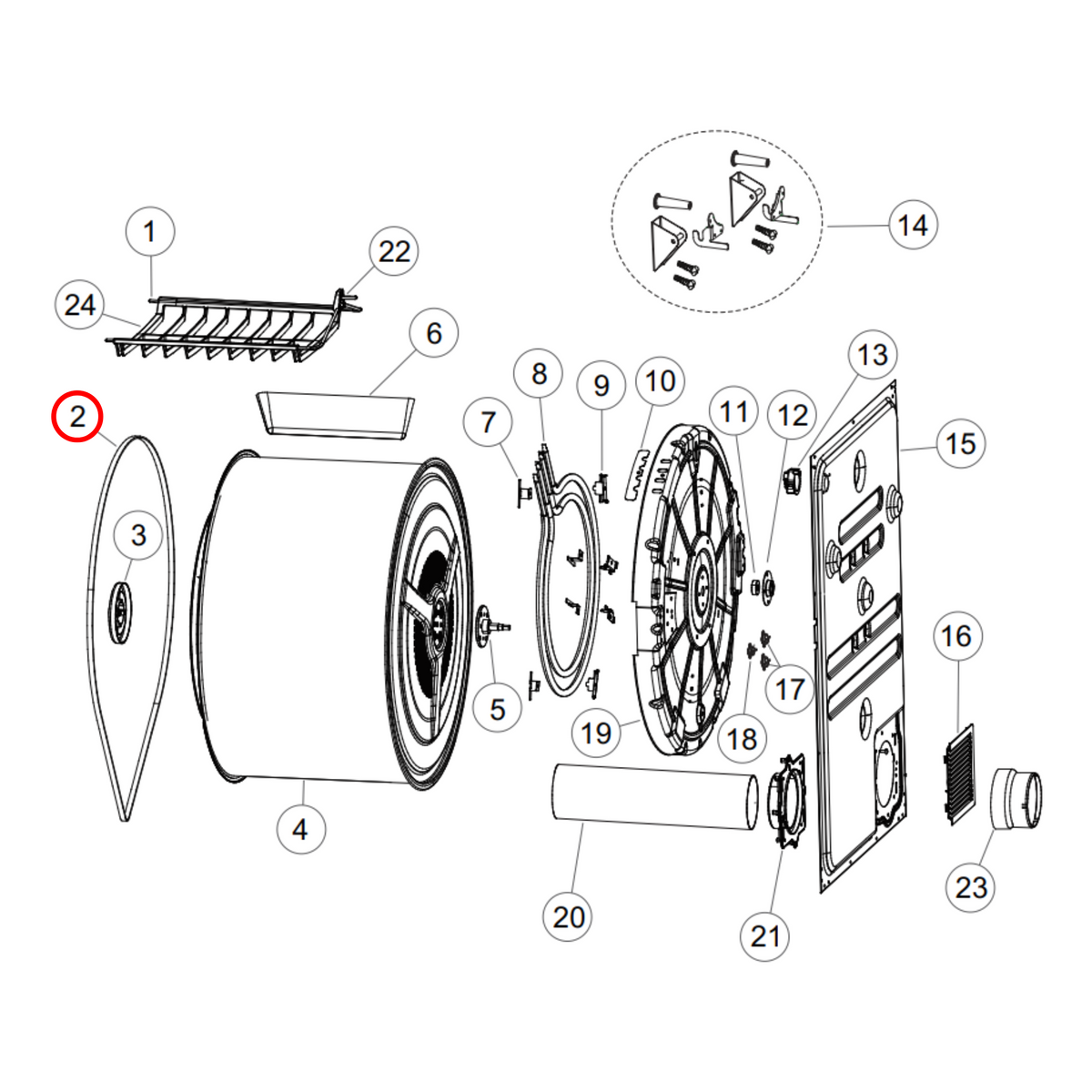 Parts diagram showing H0180300006C for Fisher & Paykel & Haier dryer models