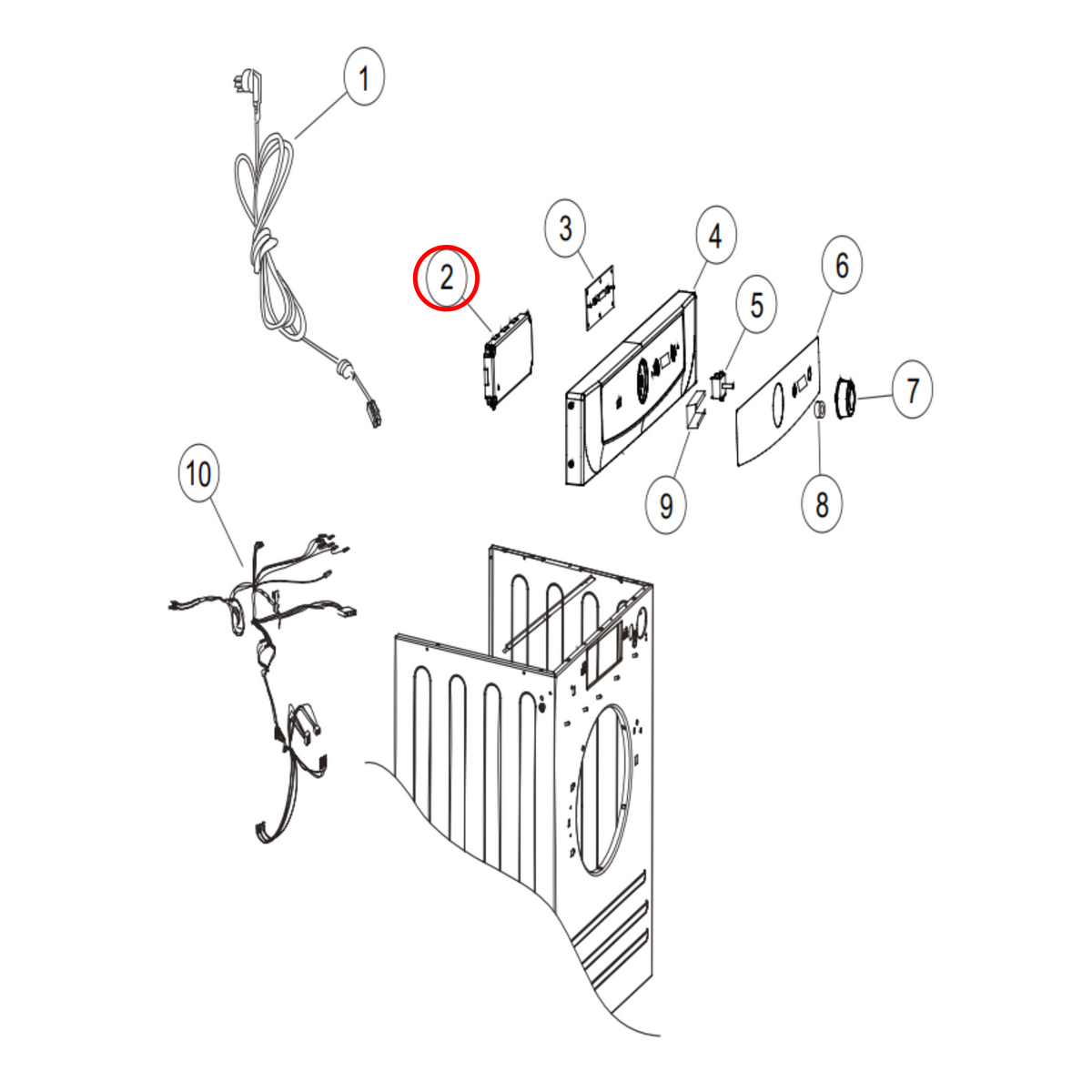 Parts diagram showing H0181800001A for Fisher & Paykel & Haier dryer models