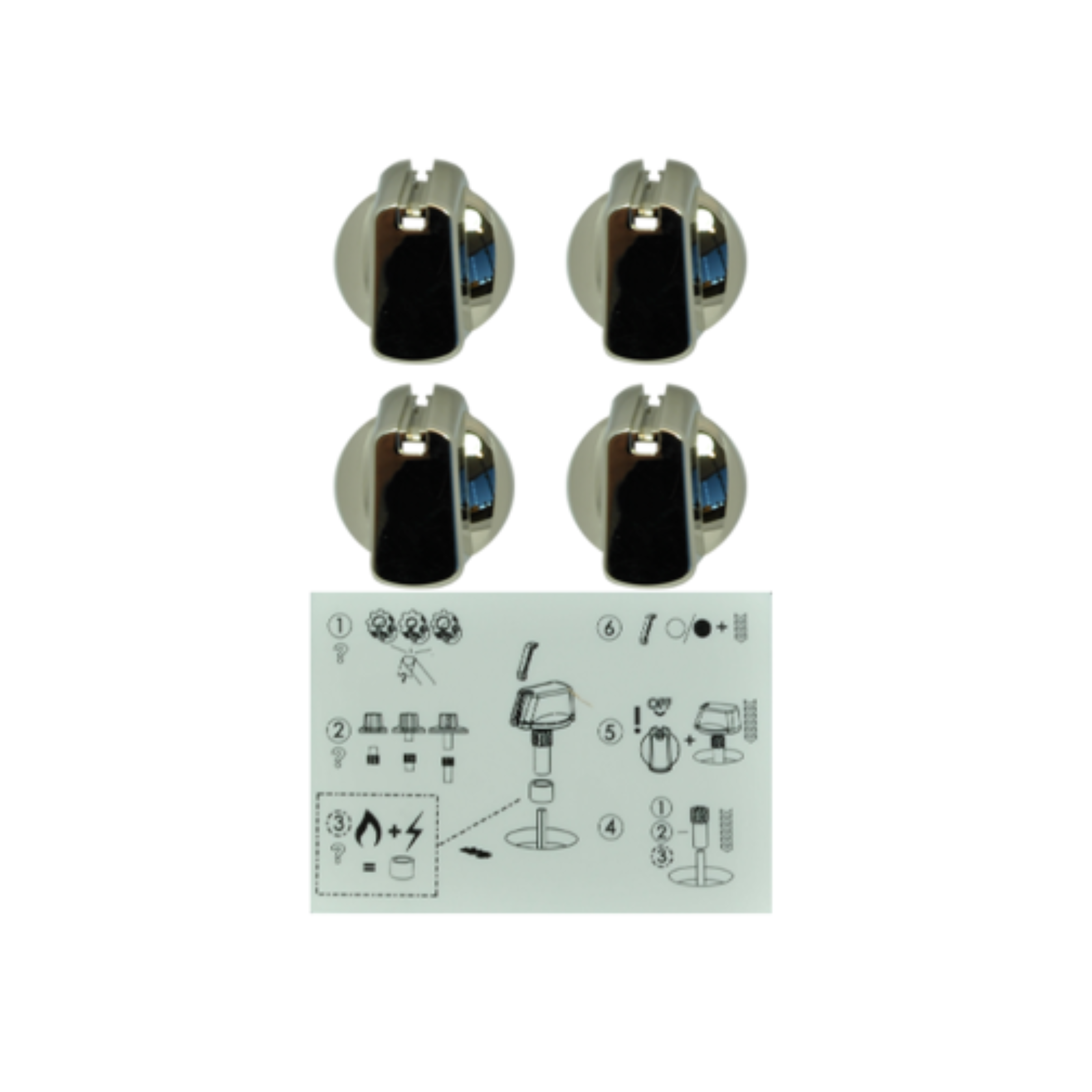4055691457 Universal Cooktop Knob Chrome 40Mm Set Of 4 - UK-40C4, 0019008101