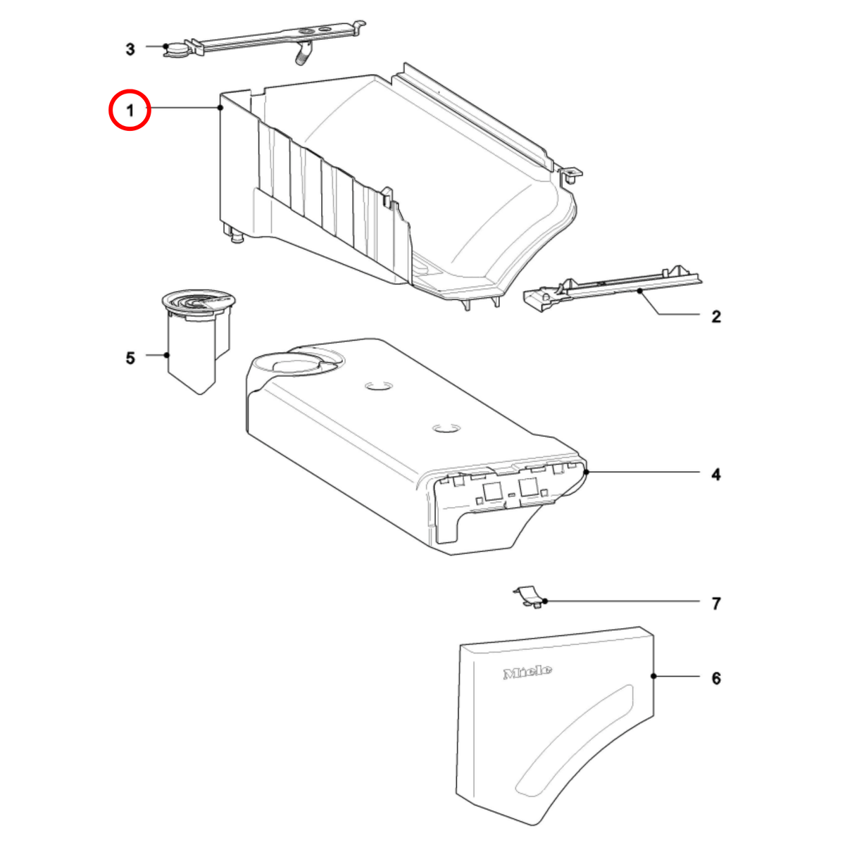 Genuine Miele Dryer Water Resevoir Guide Container 7085131