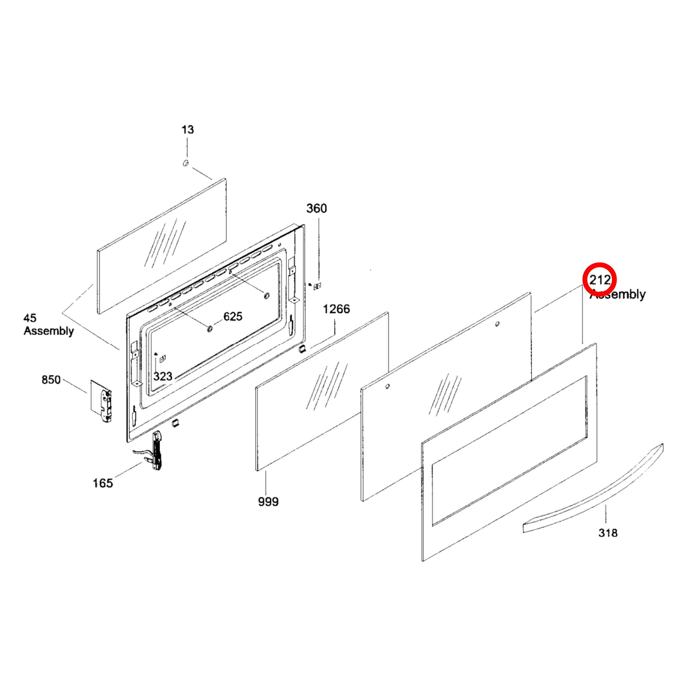 4055980678 Westinghouse Oven Door Glass Group - ET655190, 655190K