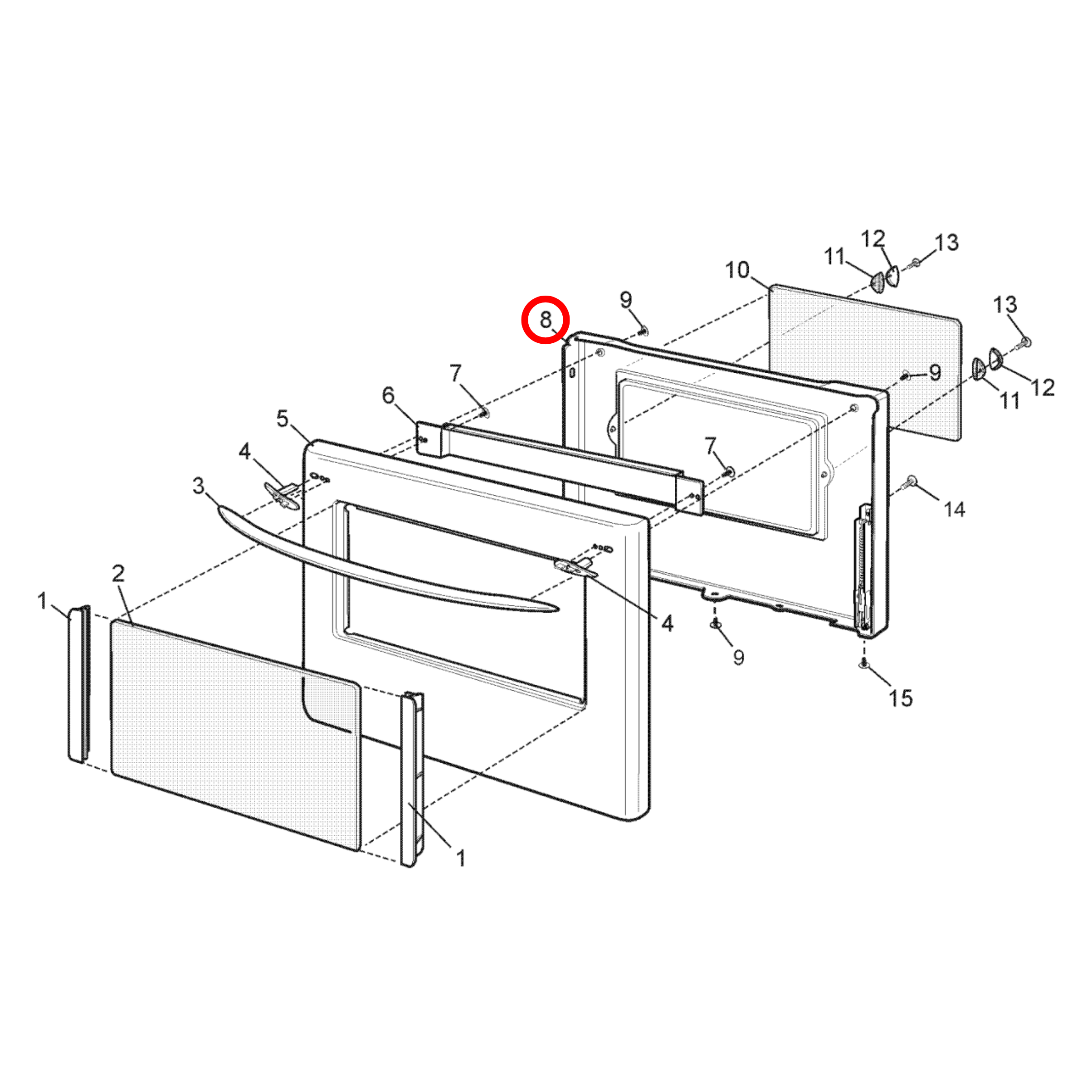 85800450010757 Chef, Westinghouse Oven Door Hinge Single - 0045001075