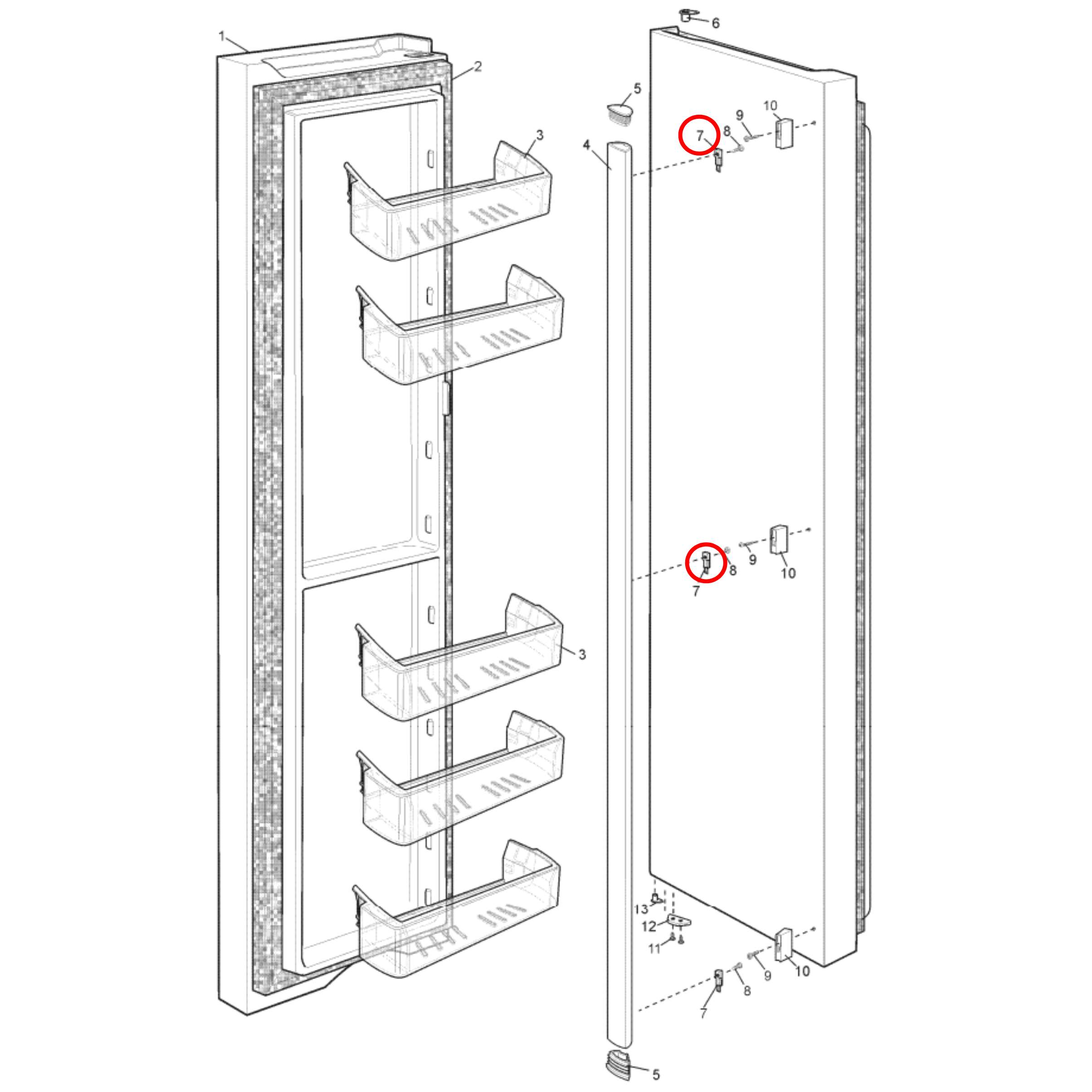 50284442006 Electrolux, Westinghouse Fridge Door Handle Pedestal Insert - 1443895