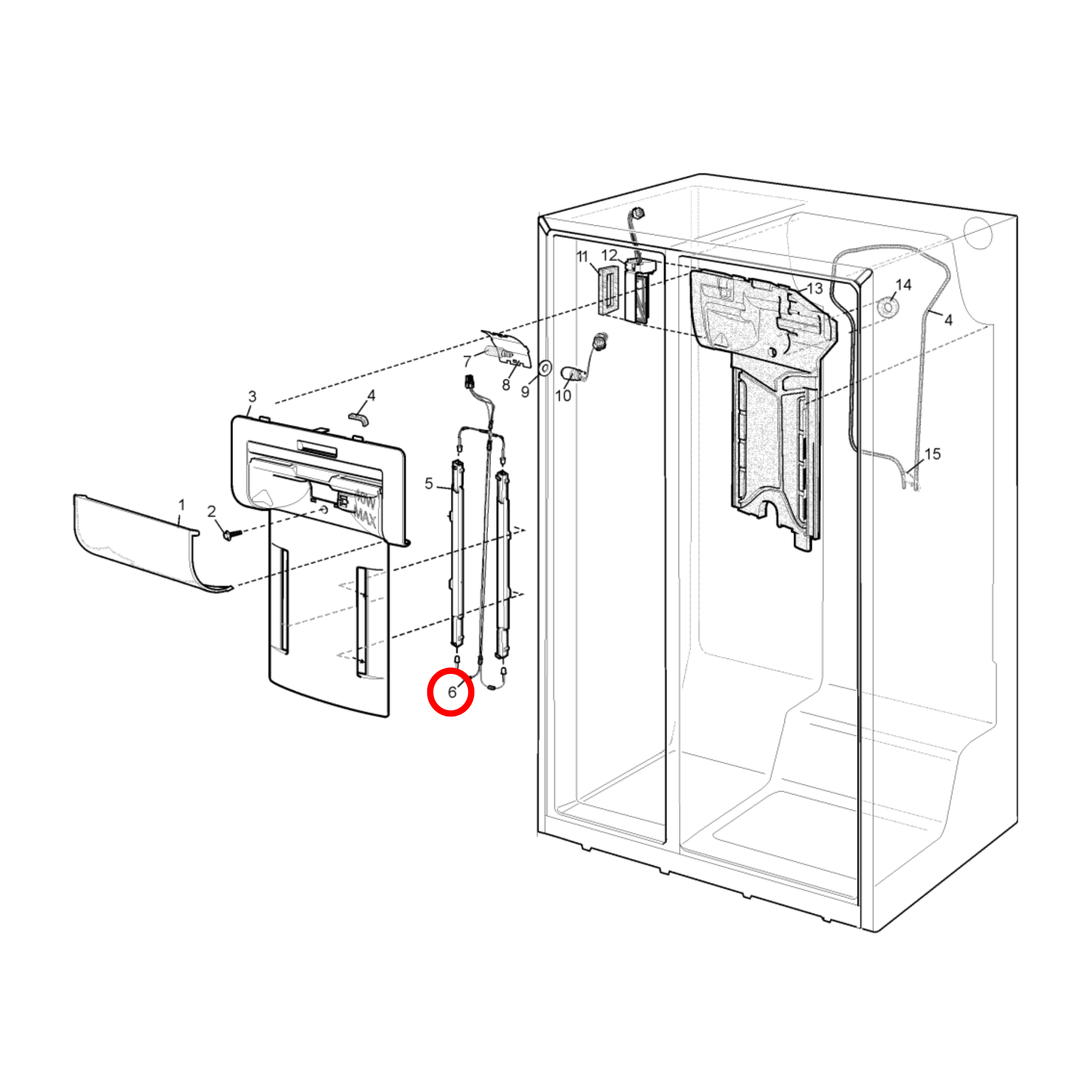50289266004 Electrolux, Westinghouse Fridge Harness And Box Control Electrics Rear ROHS - 1461067