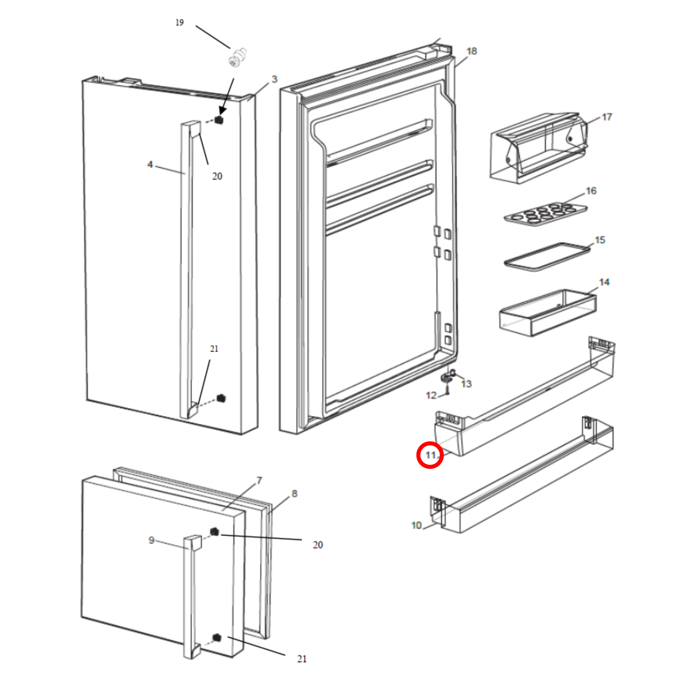 140008047098 Electrolux Fridge Door Shelf Full Width - A00804703