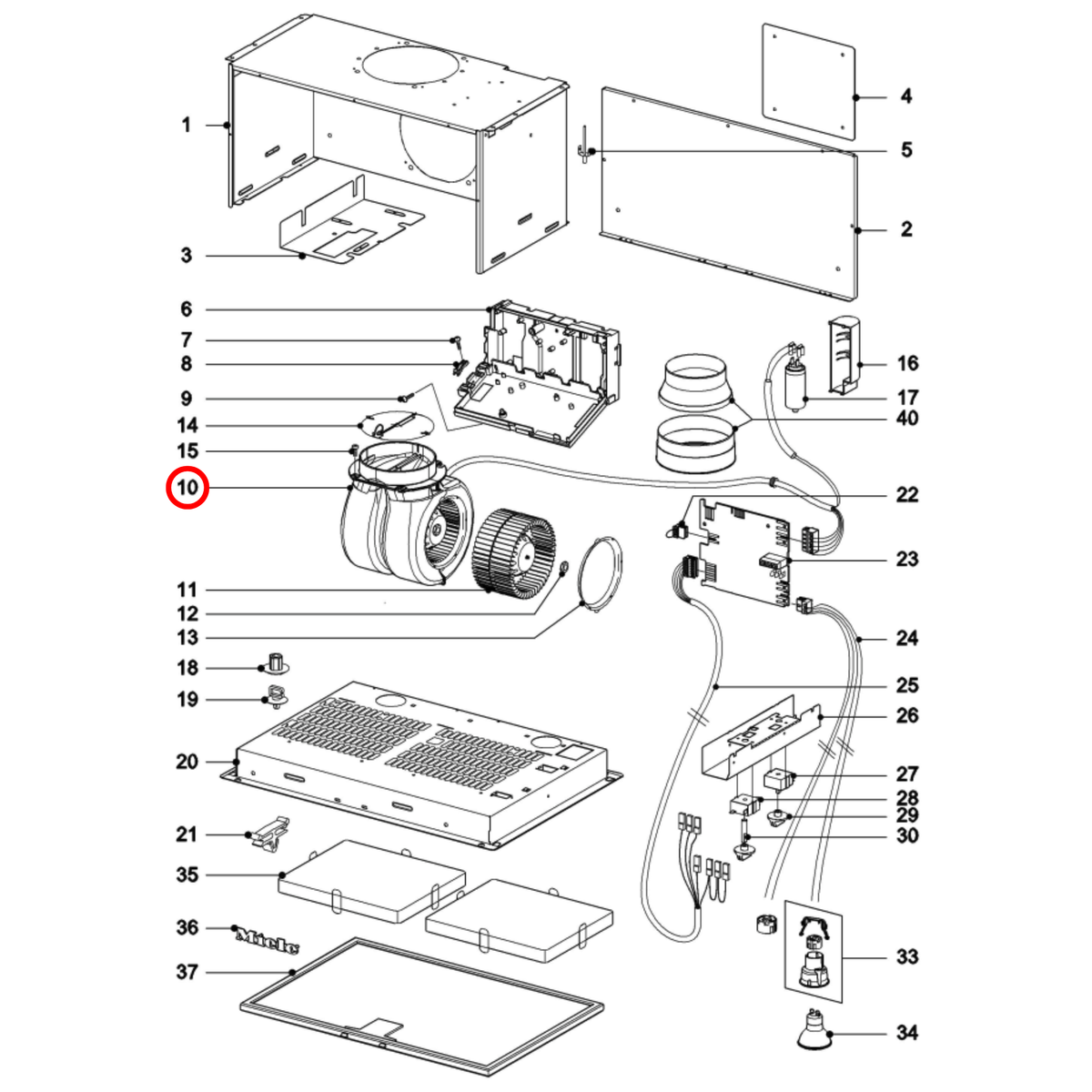 Genuine Miele Rangehood Fan Motor 12465520