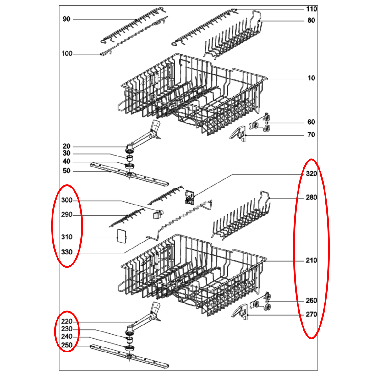 Genuine Miele Dishwasher Upper Basket 10094931