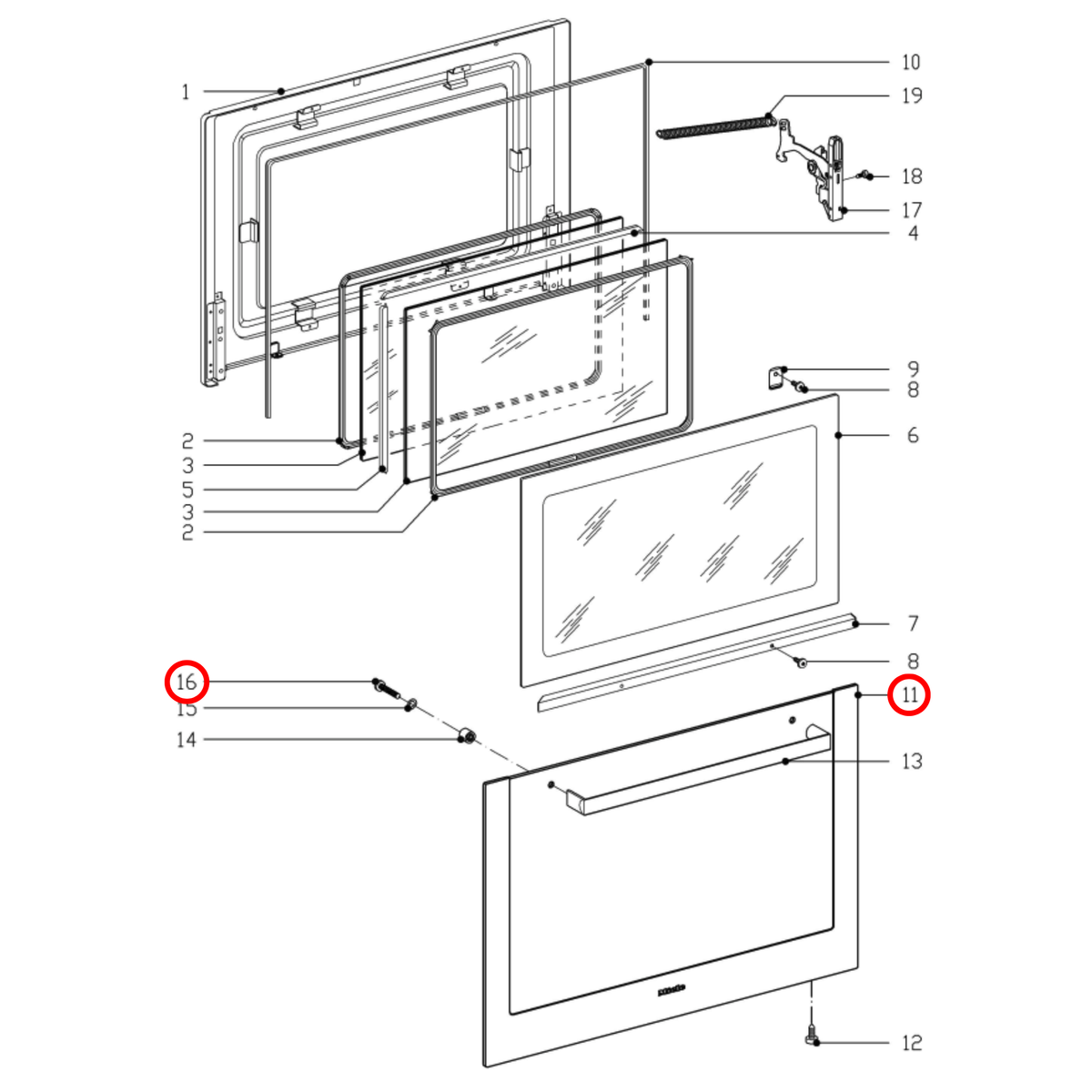 Genuine Miele Oven Door Outer Glass 6654381