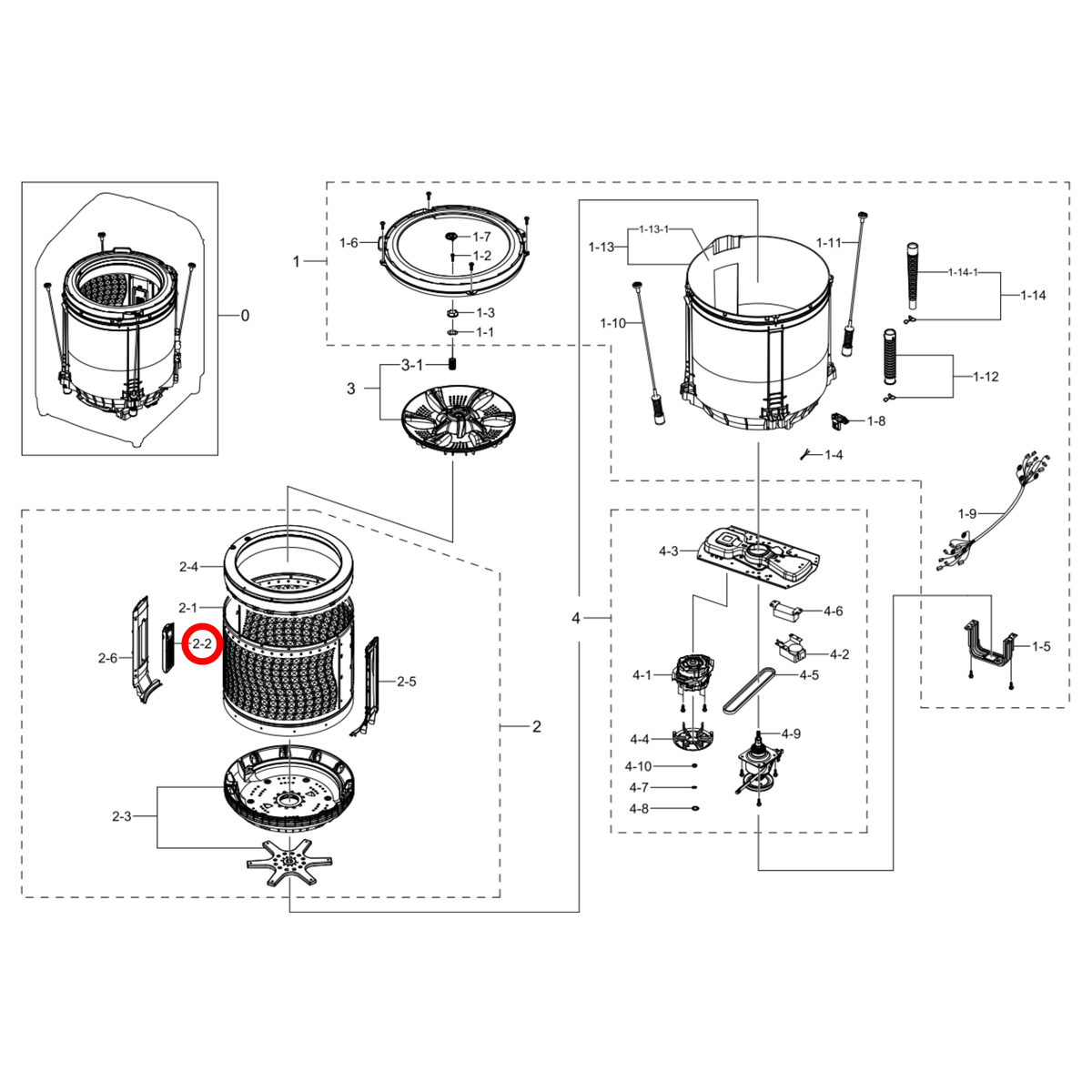 Parts diagram showing DC97-12773C for Samsung washing machine models