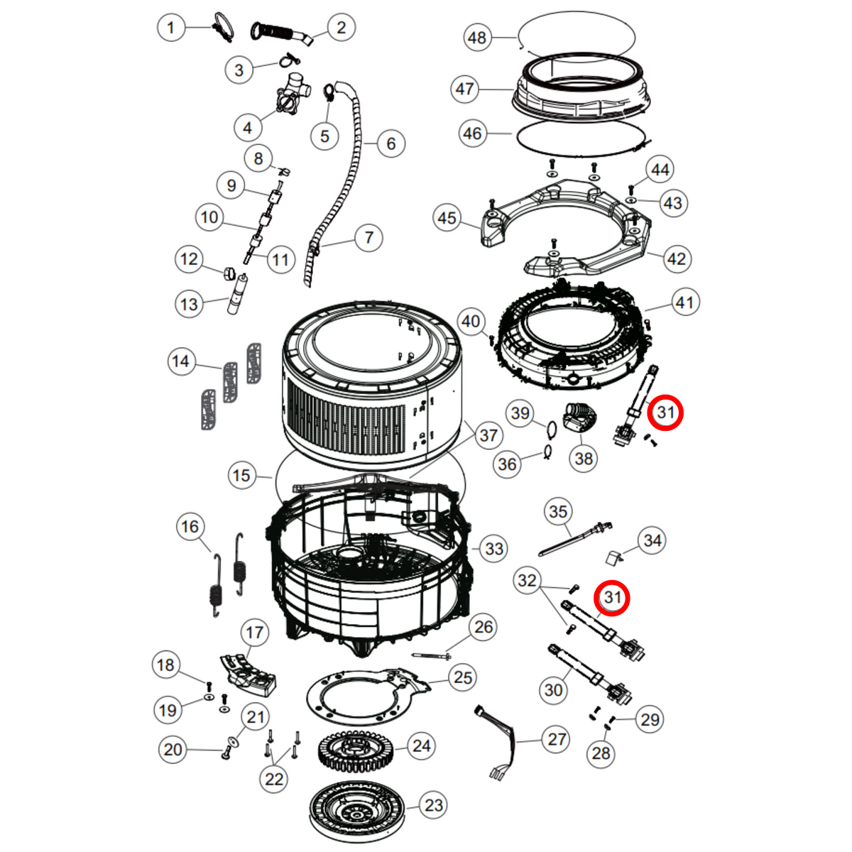 H0020808145F Fisher & Paykel, Haier Front Load Washing Machine Shock Absorber 80N - image 2