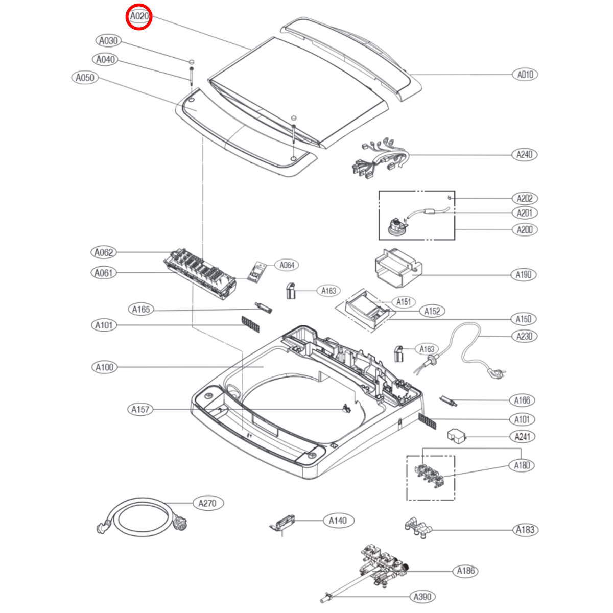 AFG73050004 LG Top Load Washing Machine Lid - image 2