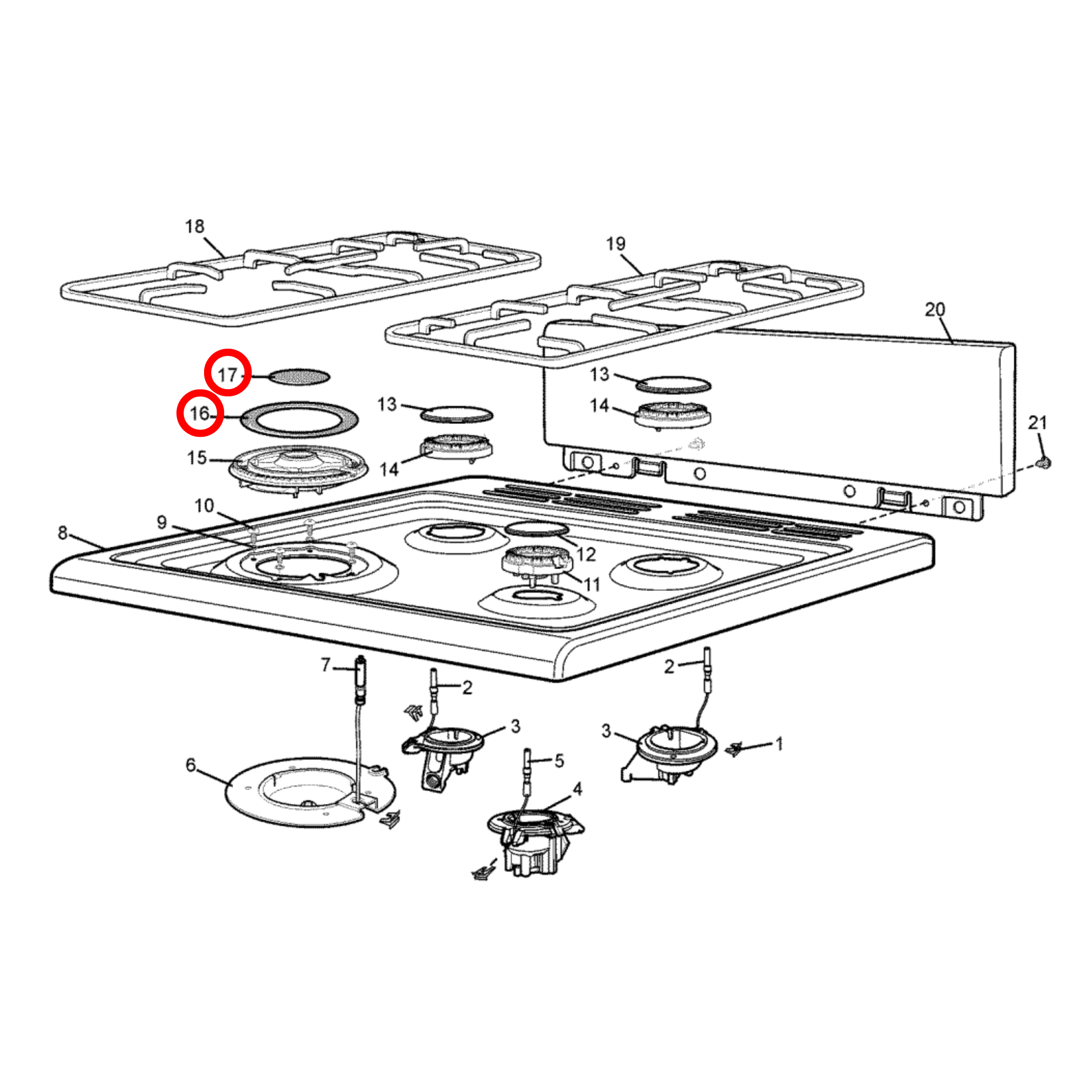 4055563631 Chef, Simpson, Westinghouse Cooktop Burner Cap - 3581980962