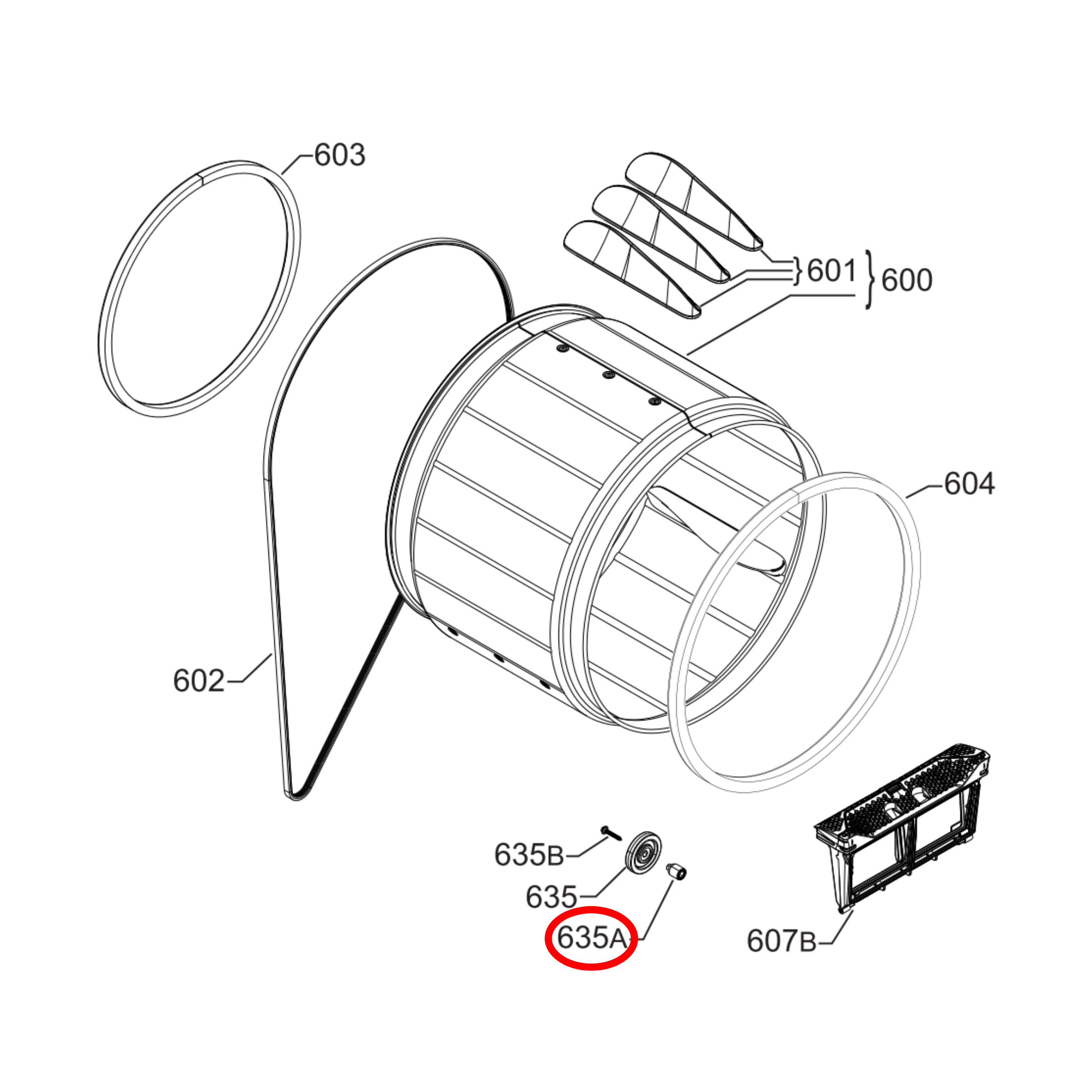 1254250010 AEG, Electrolux Dryer Bush Support Roller