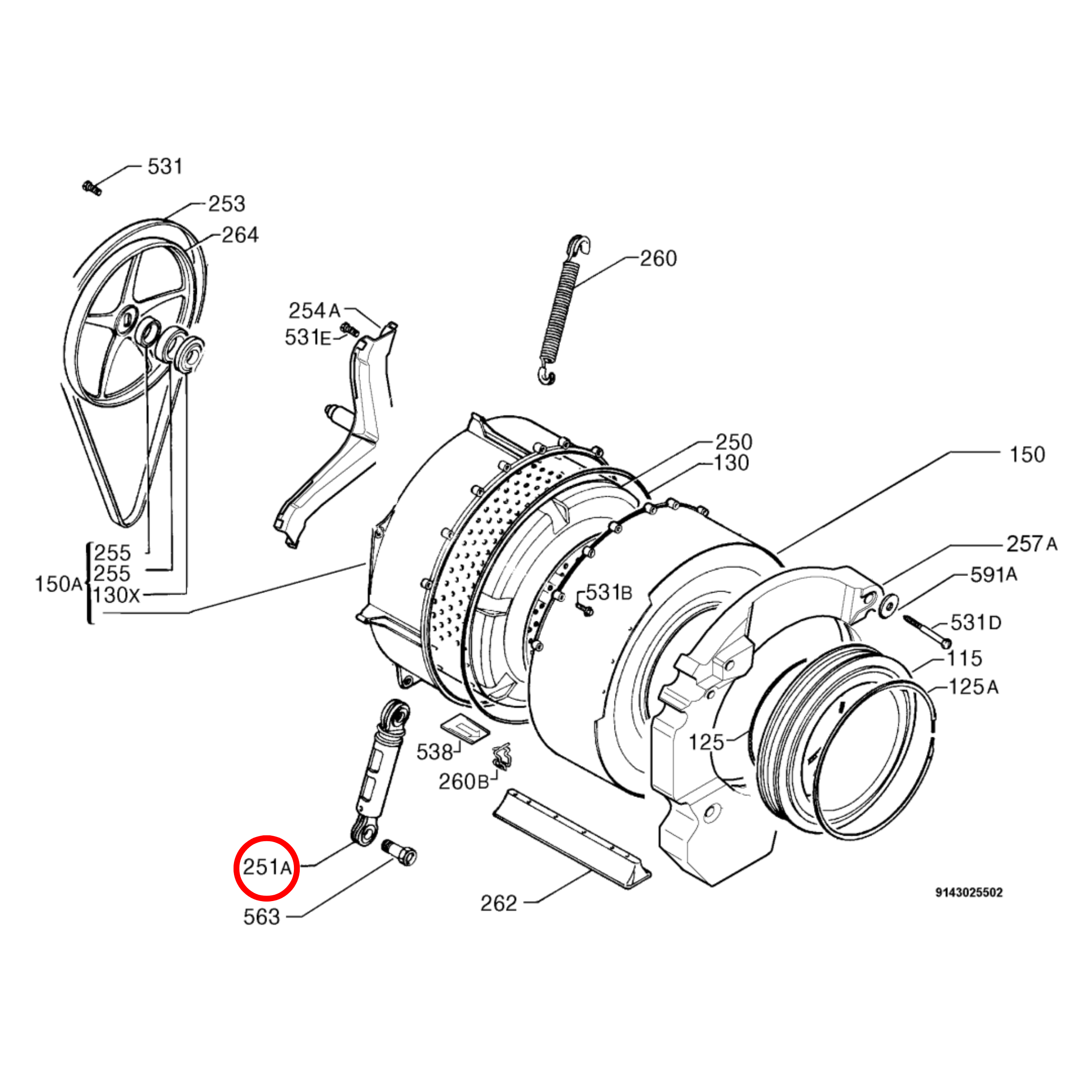 1322553015 Electrolux Washing Machine Shock Absorber - 1322553007