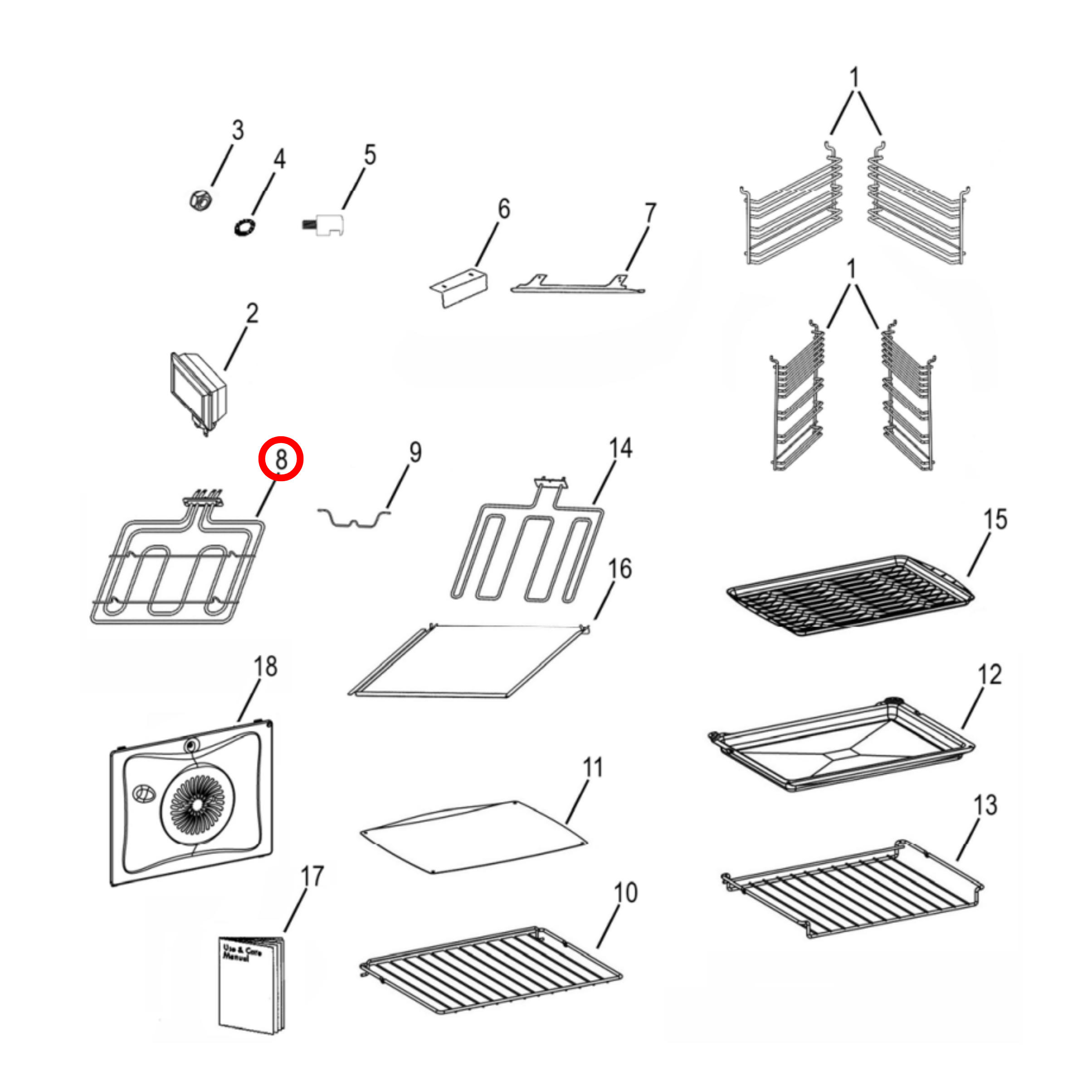542656 Fisher & Paykel Oven Top Hinged Grill Element Genuine