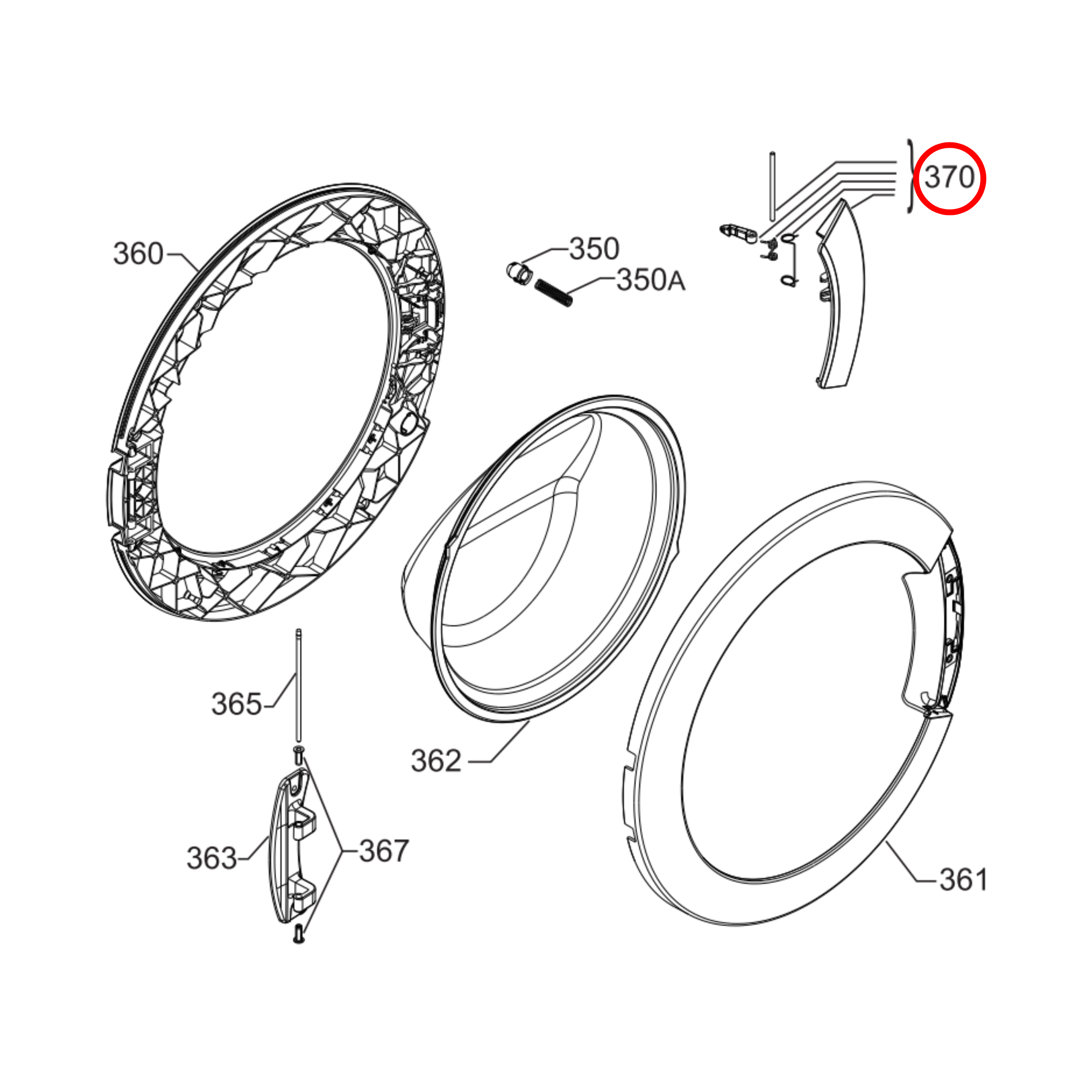 4055186482 AEG Washing Machine Door Handle Kit