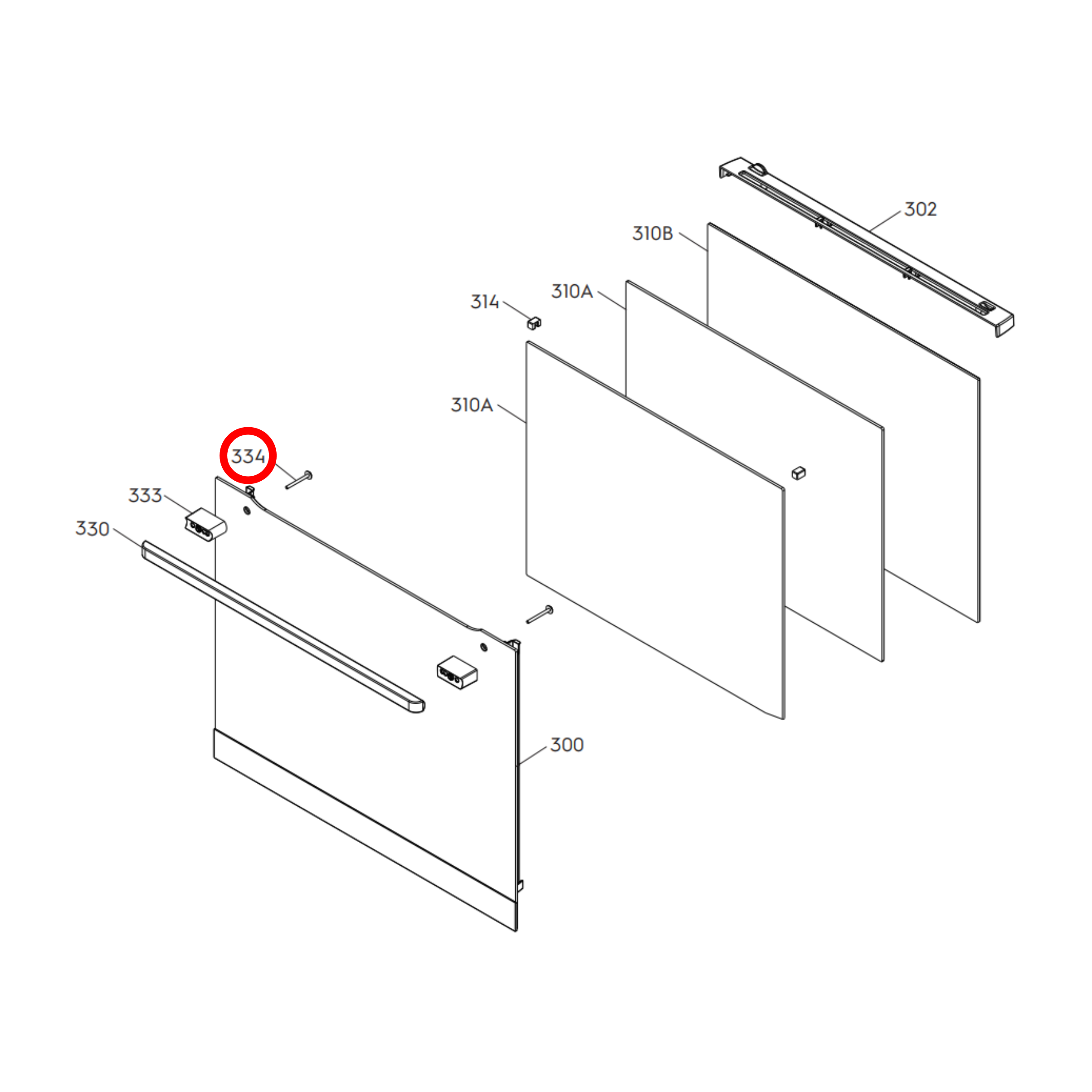5612311448 Electrolux, Westinghouse Oven Door Screw