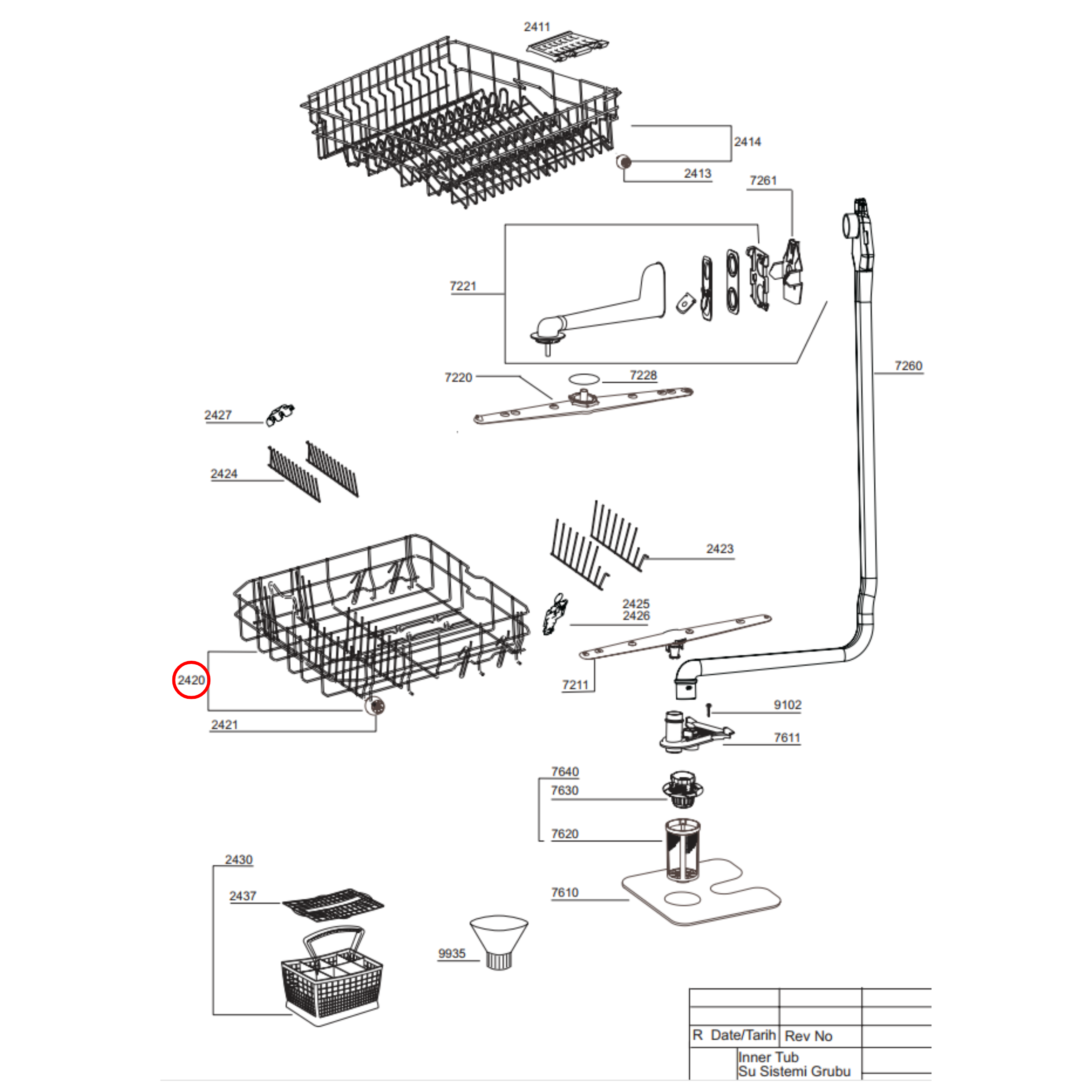 1758970900 Euromaid Dishwasher Lower Basket - 1766810083