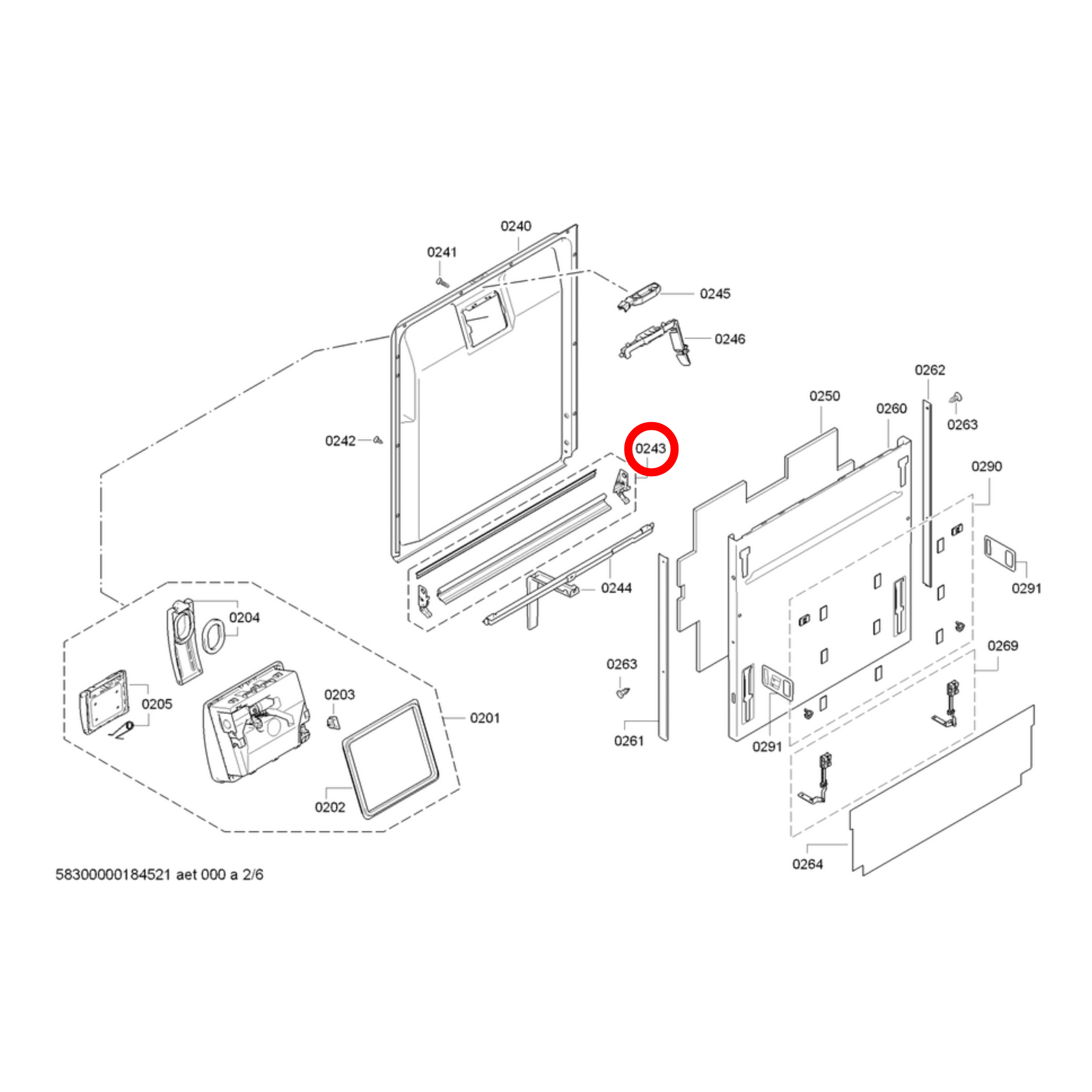 00745677 Bosch, Siemens Dishwasher Door Seal
