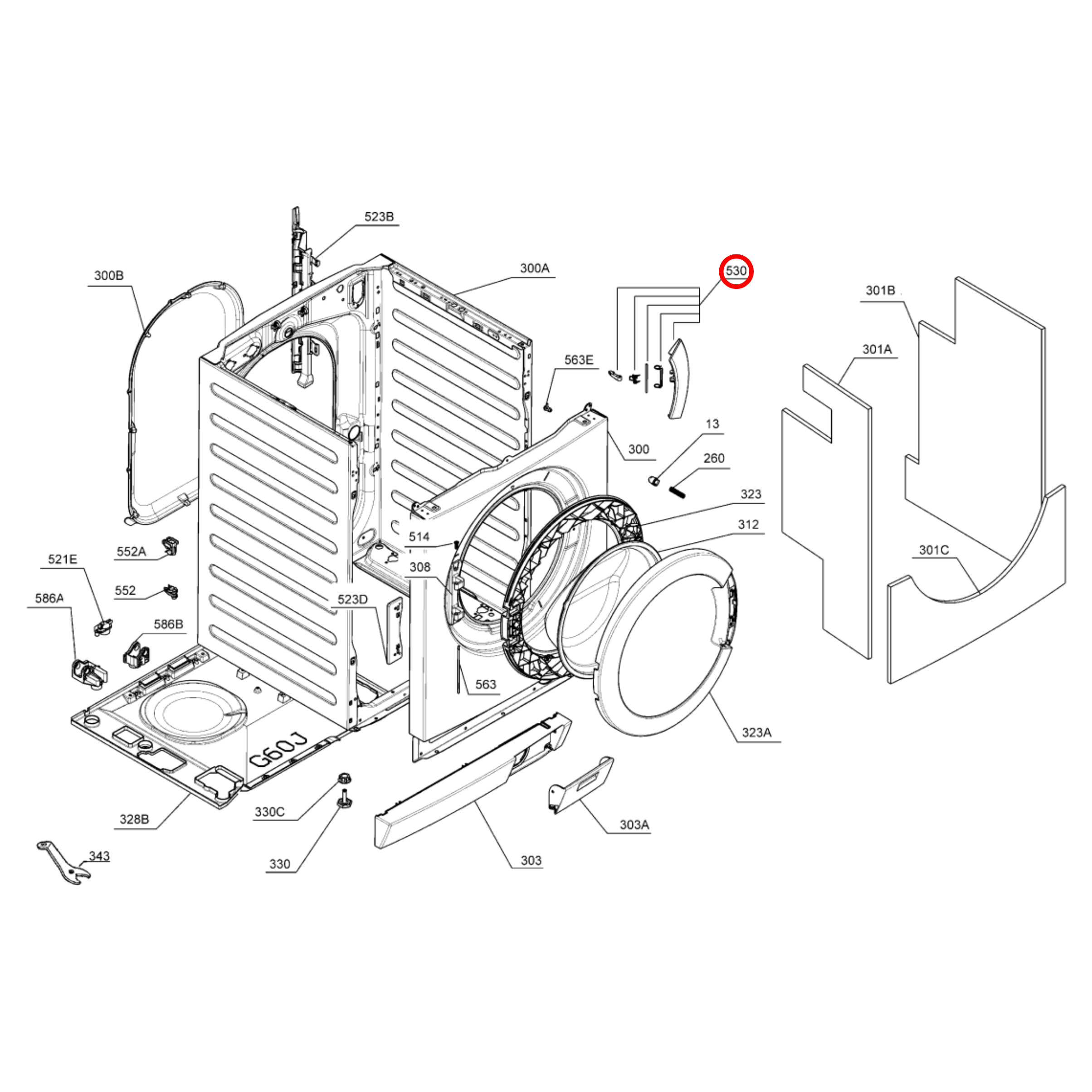 4055128930 AEG Washing Machine Door Handle Kit