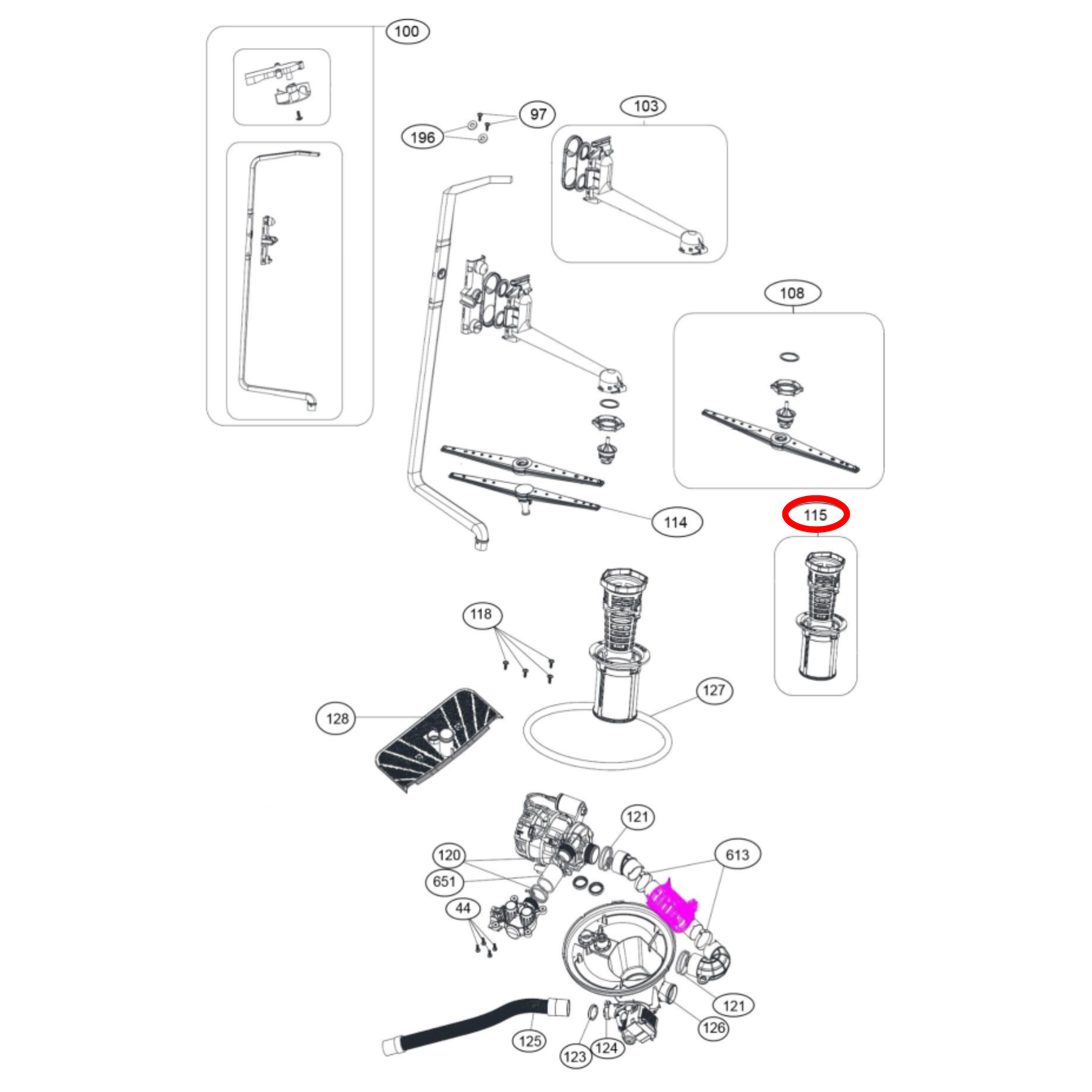 4055703872 Westinghouse Dishwasher Filter - 42035214